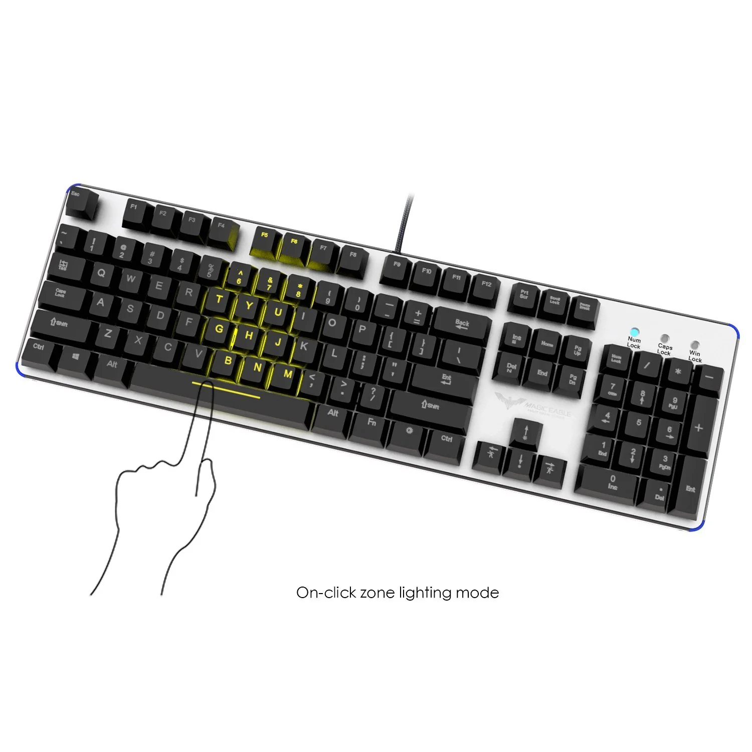 HAVIT HV-KB366L RGB Backlit Mechanical Gaming Keyboard, Blue Switch, NKRO, Metal, Silver - Image 5