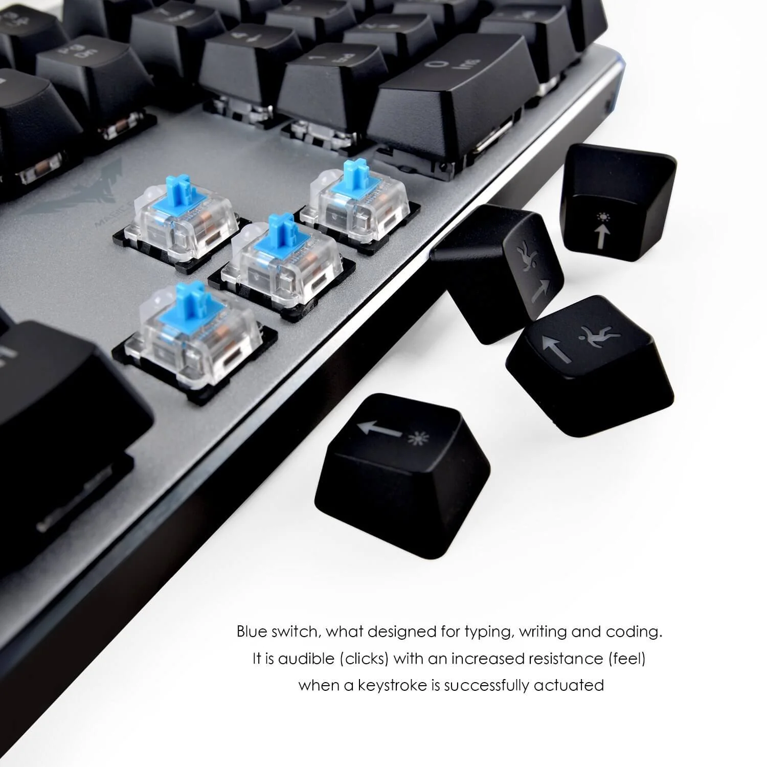 HAVIT HV-KB366L RGB Backlit Mechanical Gaming Keyboard, Blue Switch, NKRO, Metal, Silver - Image 7