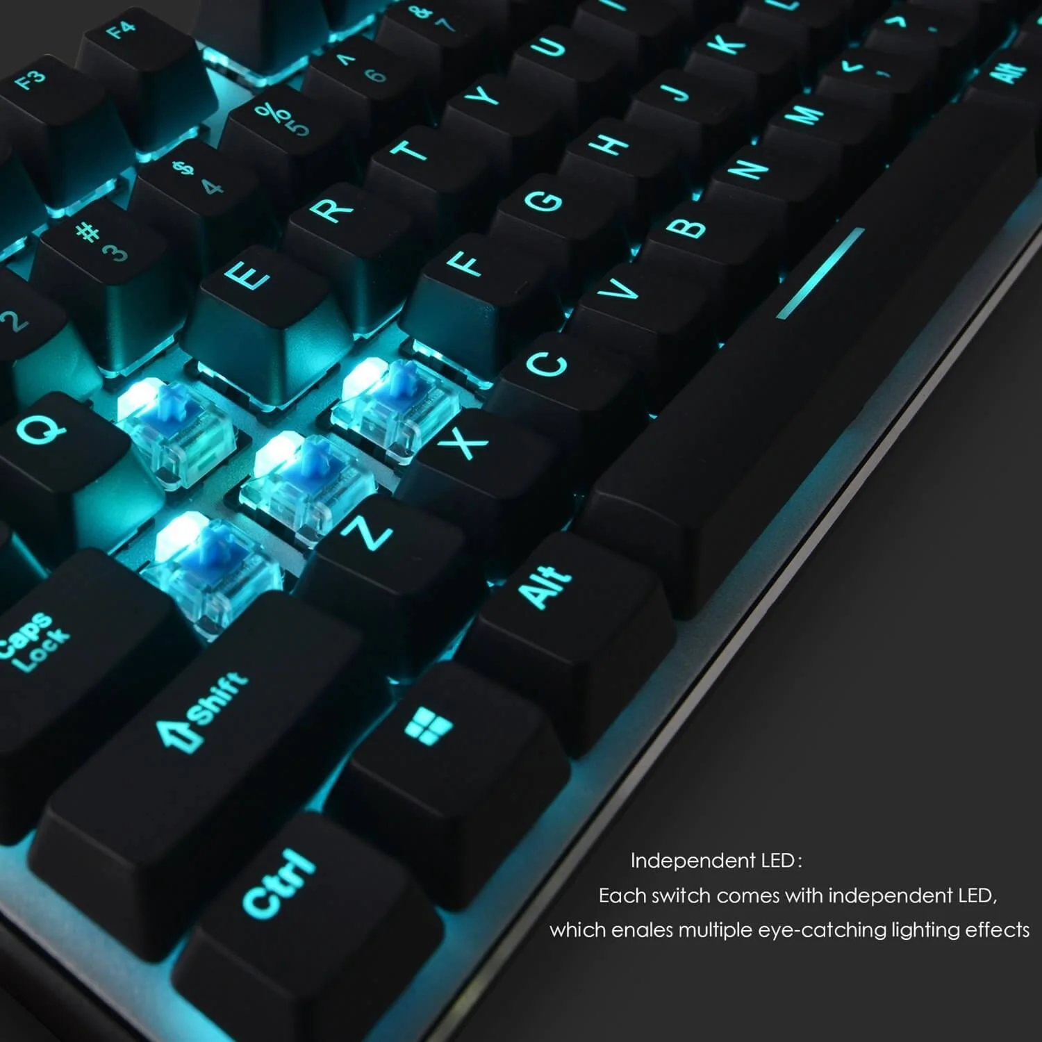 HAVIT HV-KB366L RGB Backlit Mechanical Gaming Keyboard, Blue Switch, NKRO, Metal, Silver - Image 8