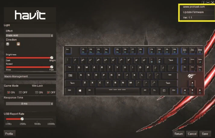 HAVIT HV-KB390L Low Profile Mechanical Keyboard, 87-Key, Programmable, LED, Kailh PG1350 - Image 10
