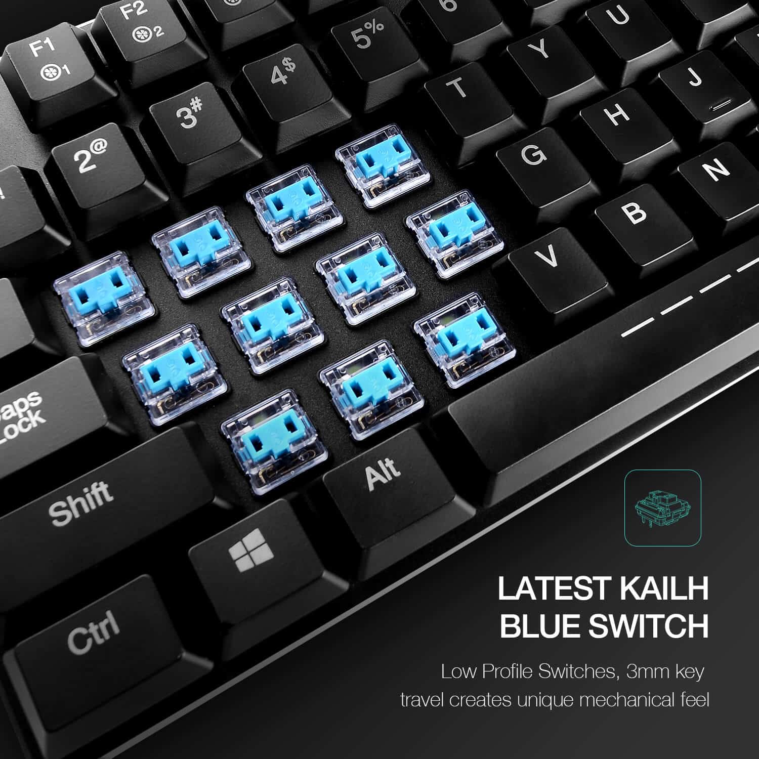 HAVIT HV-KB390L Low Profile Mechanical Keyboard, 87-Key, Programmable, LED, Kailh PG1350 - Image 3