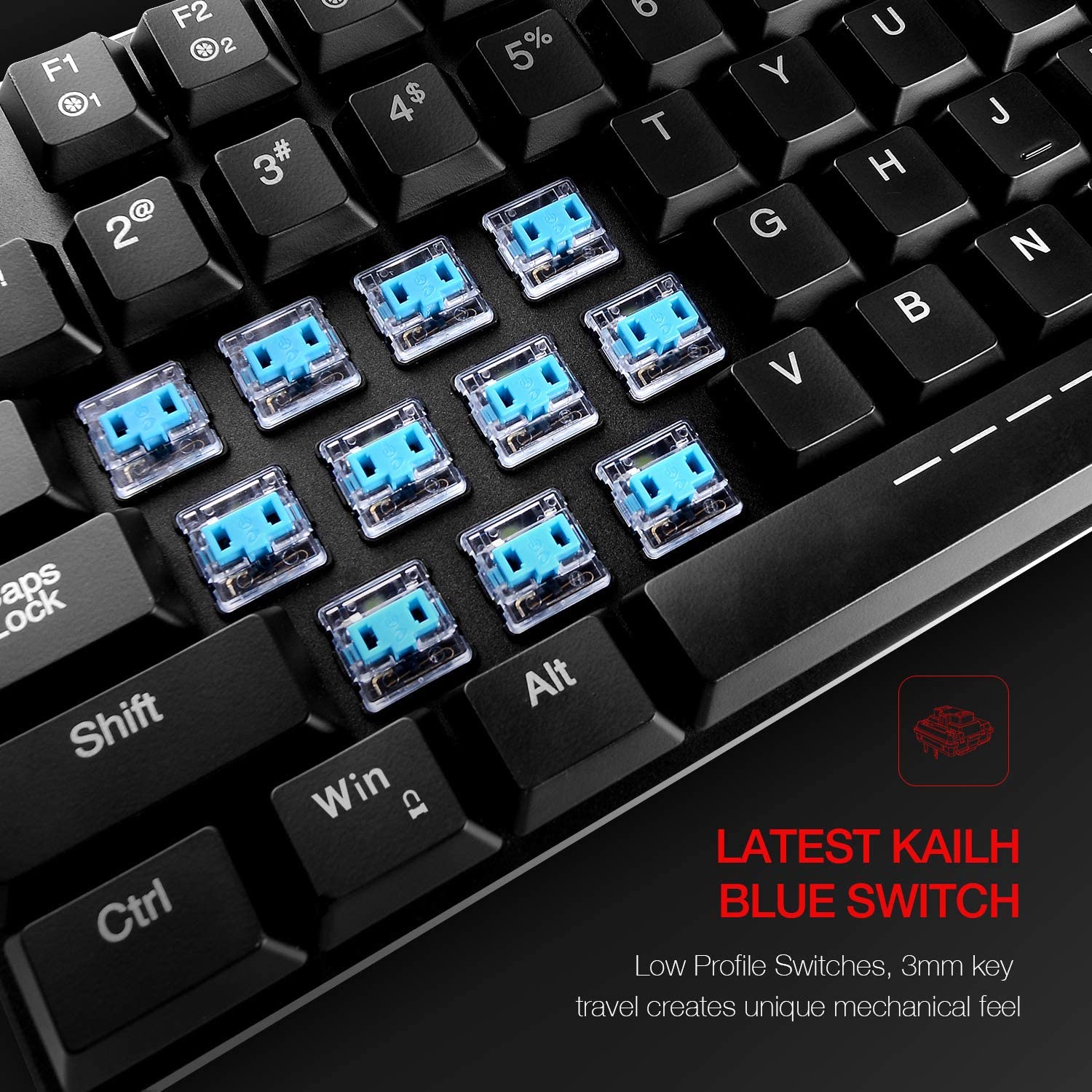 HAVIT HV-KB395L Low Profile Mechanical Keyboard, 104-Key, Programmable, RGB, Kailh PG1350 - Image 2