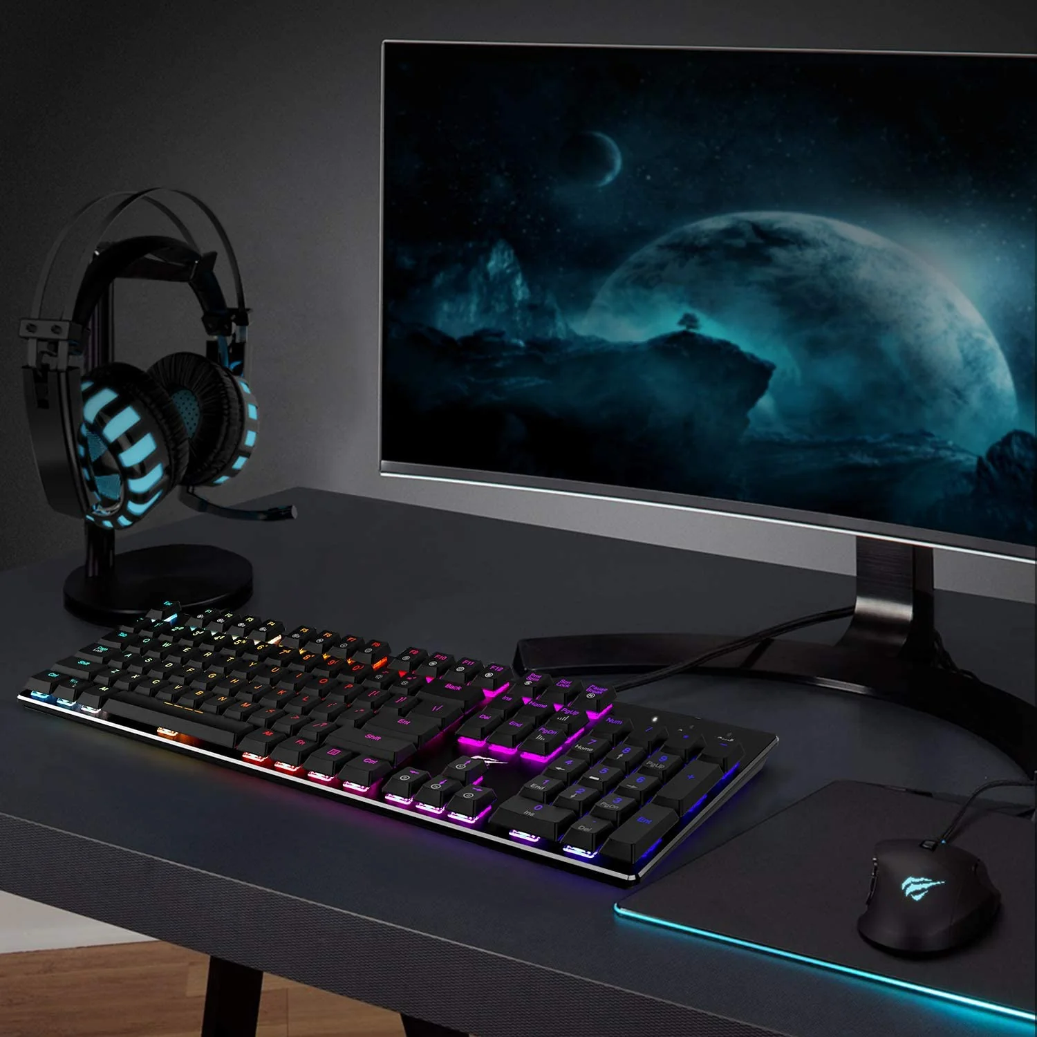 HAVIT HV-KB395L Low Profile Mechanical Keyboard, 104-Key, Programmable, RGB, Kailh PG1350 - Image 7