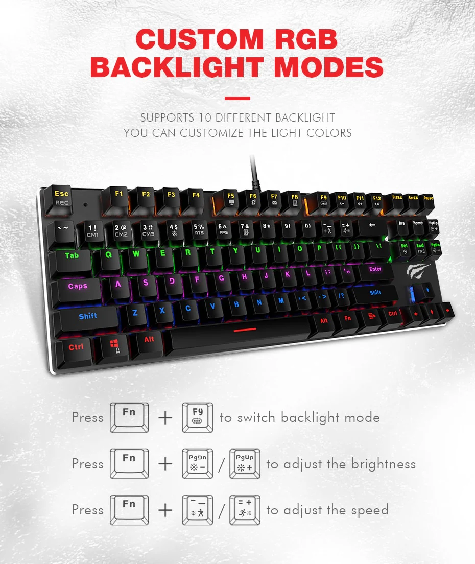 HAVIT HV-KB435L Tenkeyless Mechanical Keyboard, 87 Keys, RGB Backlights - Image 2