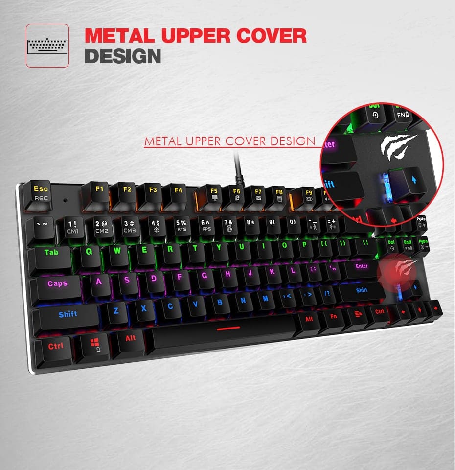 HAVIT HV-KB435L Tenkeyless Mechanical Keyboard, 87 Keys, RGB Backlights - Image 6