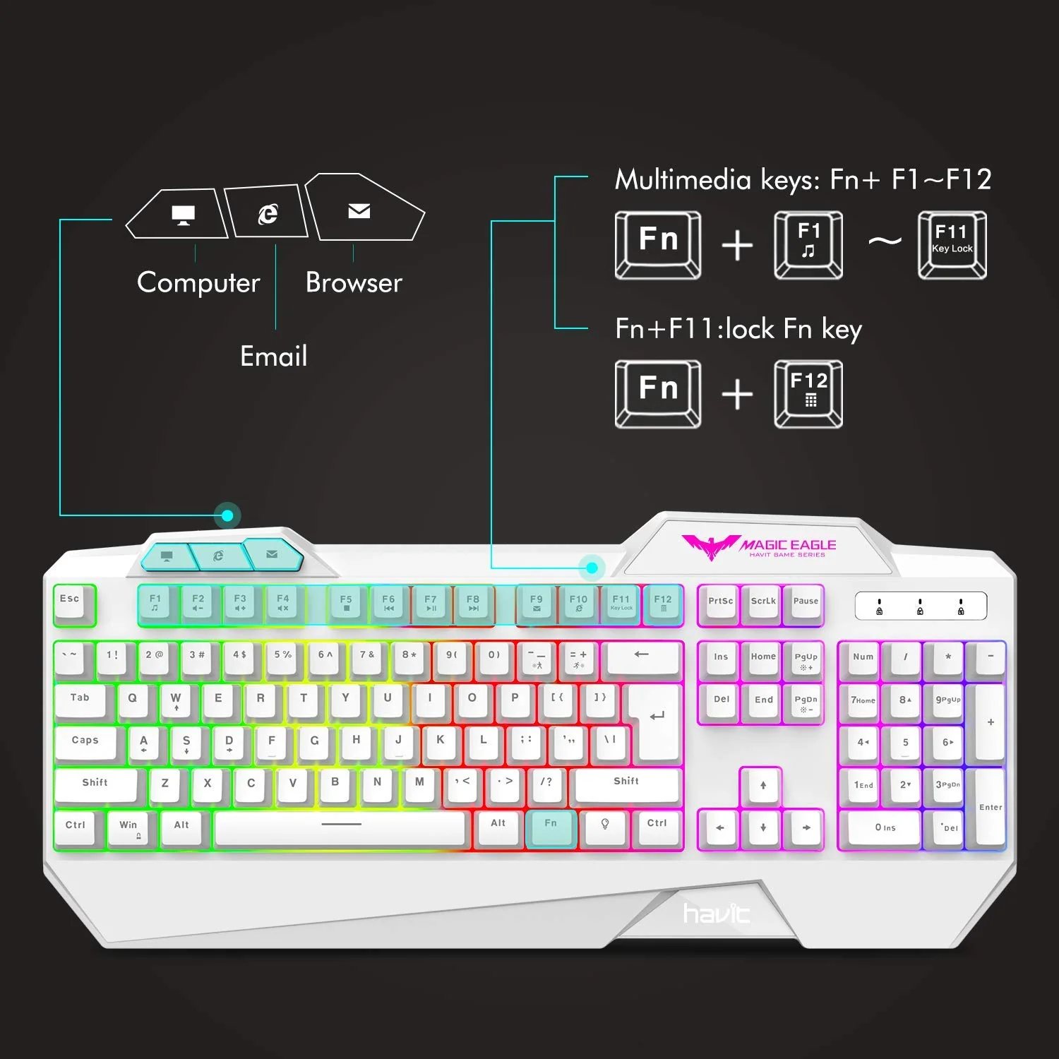 HAVIT HV-KB558CM Gaming Keyboard and Mouse Combo (Rainbow Backlit) - Image 18