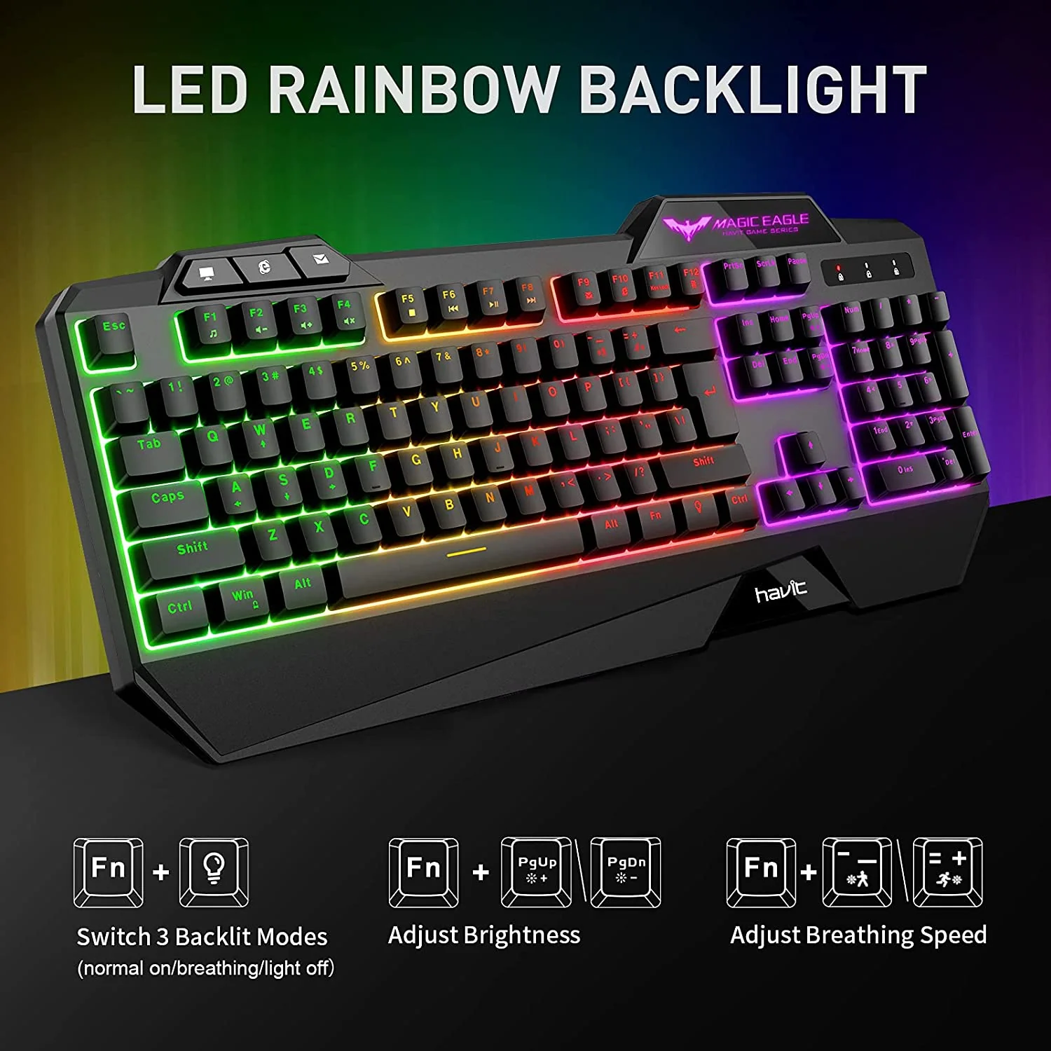 HAVIT HV-KB558CM Gaming Keyboard and Mouse Combo (Rainbow Backlit) - Image 2