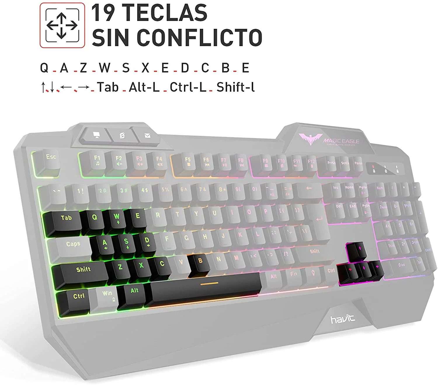 HAVIT HV-KB558CM Gaming Keyboard and Mouse Combo (Rainbow Backlit) - Image 4
