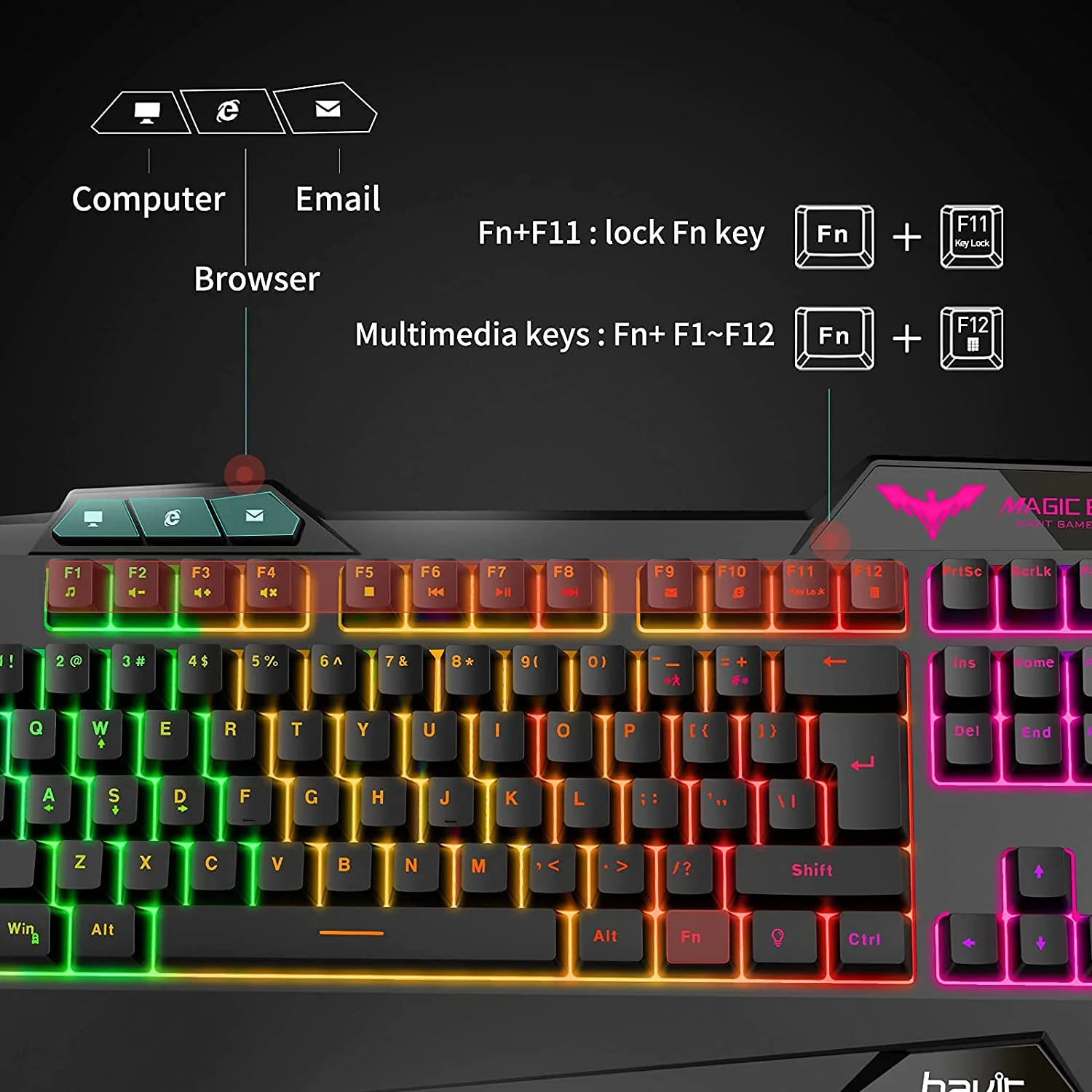 HAVIT HV-KB558CM Gaming Keyboard and Mouse Combo (Rainbow Backlit) - Image 5