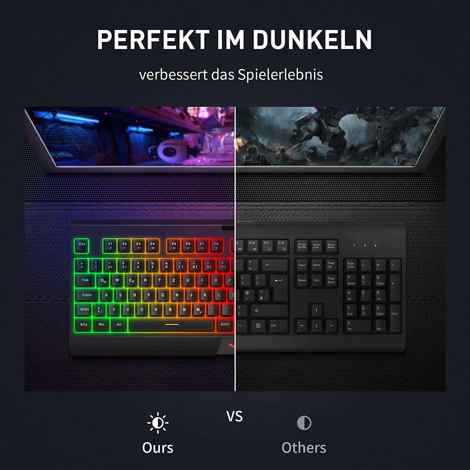 HAVIT HV-KB663GCM Wireless Gaming Keyboard, 104 Keys Rechargeable, LED Rainbow Backlit - Image 6