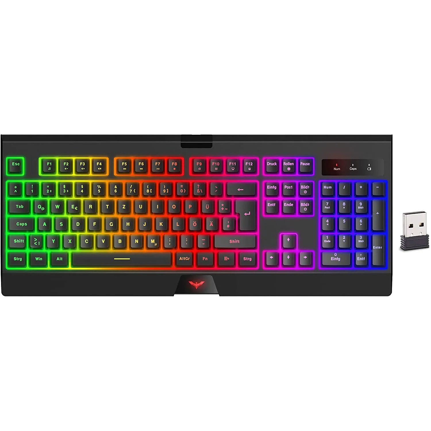 HAVIT HV-KB663GCM Wireless Gaming Keyboard, 104 Keys Rechargeable, LED Rainbow Backlit - Image 9
