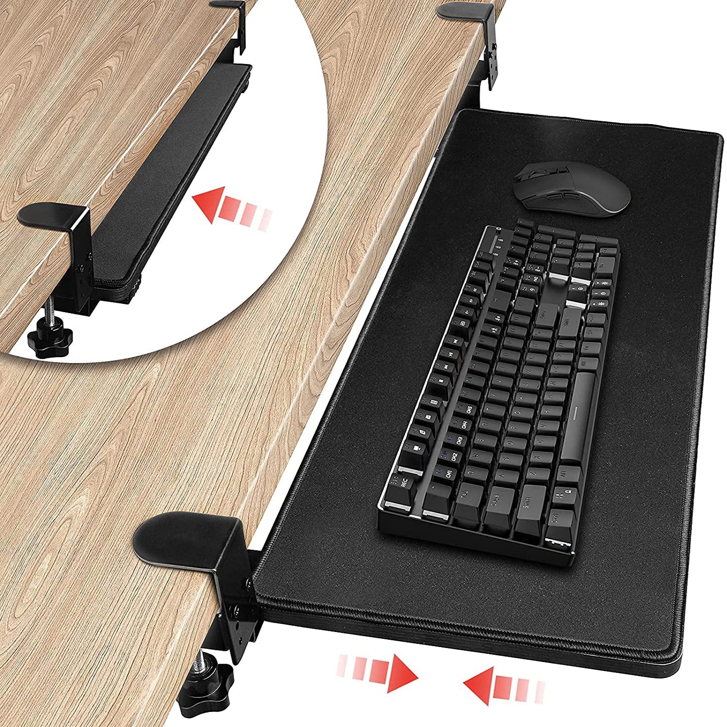 HAVIT HV-KT2101 Under Desk Keyboard Tray with Full Size Mouse Pad & C Clamp Mount System - Image 2