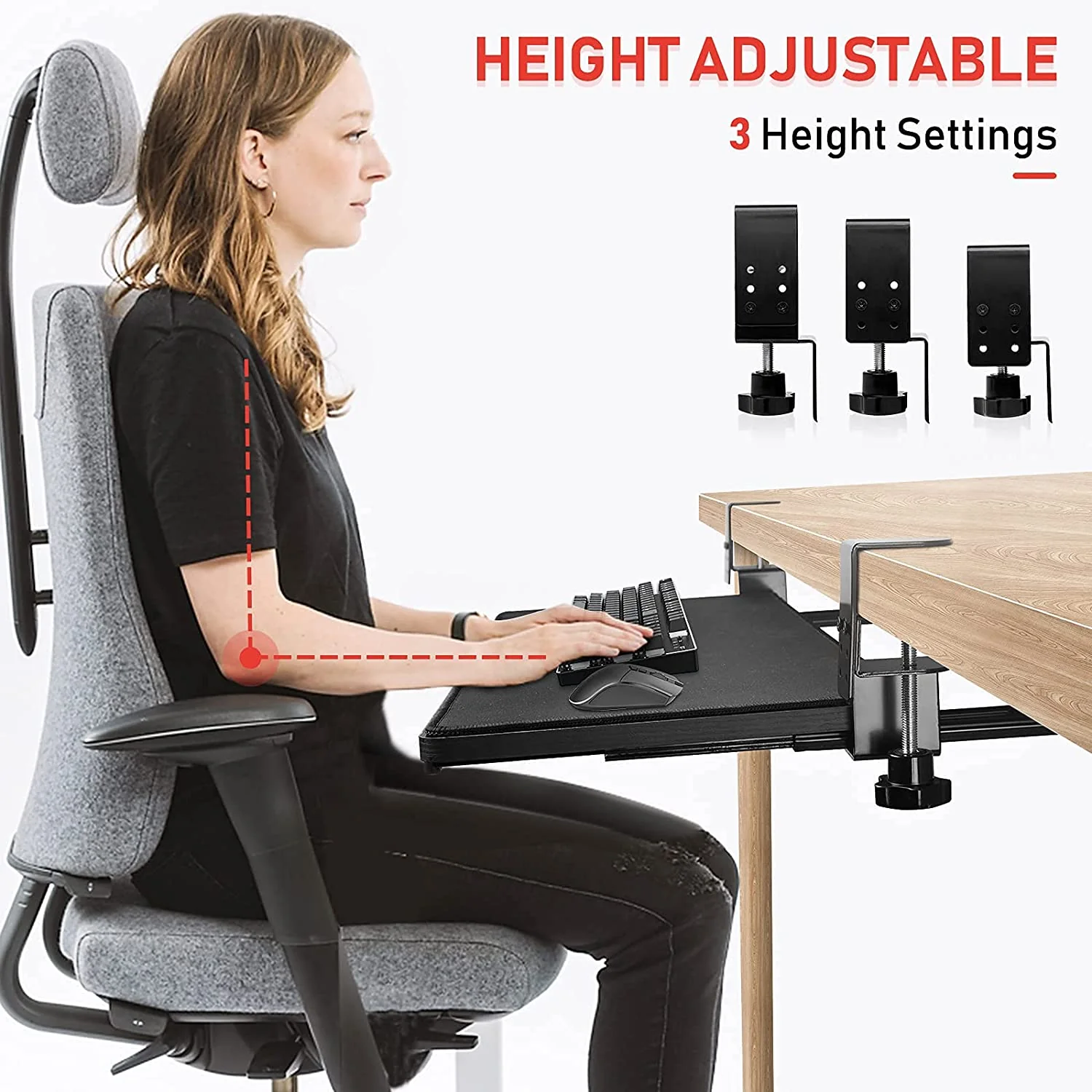 HAVIT HV-KT2101 Under Desk Keyboard Tray with Full Size Mouse Pad & C Clamp Mount System - Image 4
