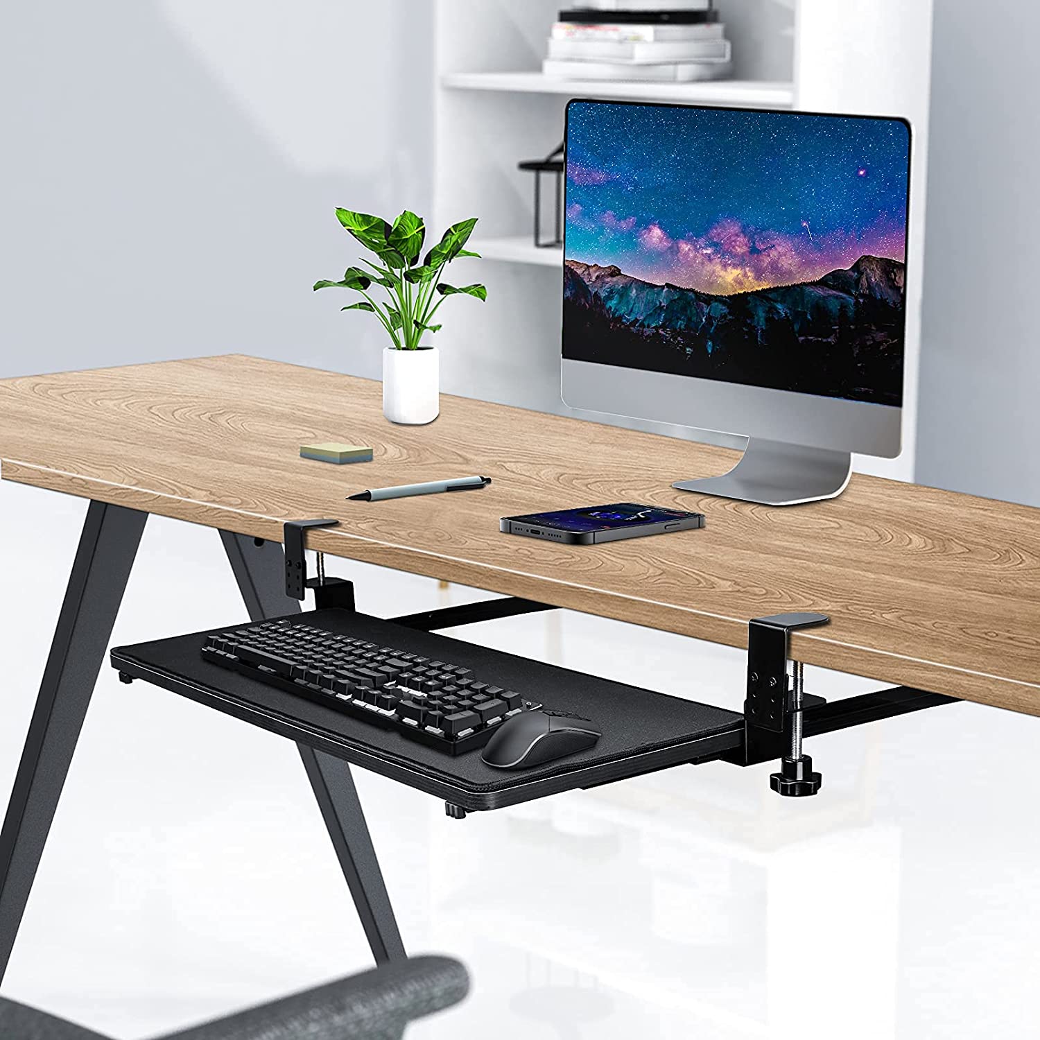 HAVIT HV-KT2101 Under Desk Keyboard Tray with Full Size Mouse Pad & C Clamp Mount System - Image 6