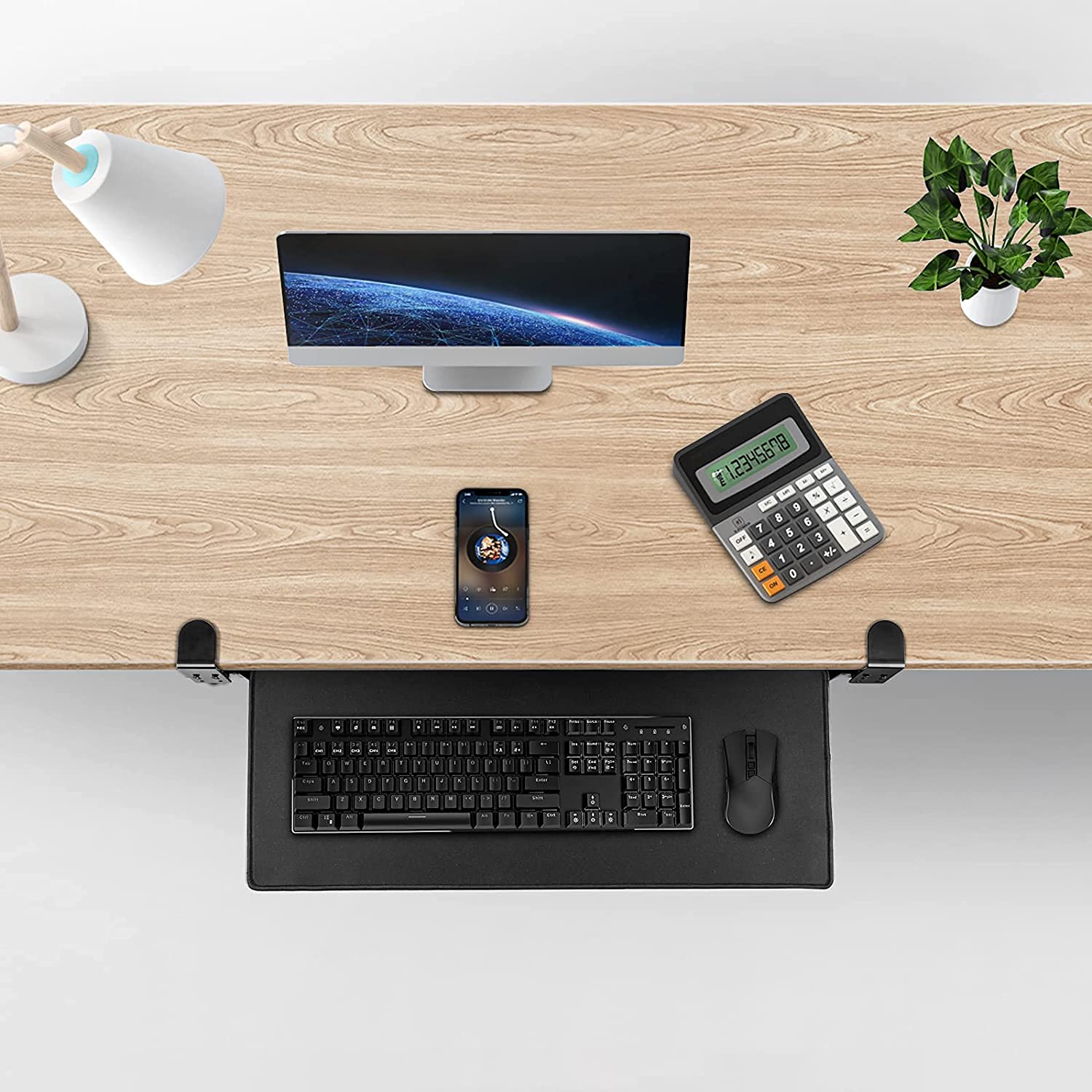 HAVIT HV-KT2101 Under Desk Keyboard Tray with Full Size Mouse Pad & C Clamp Mount System - Image 8