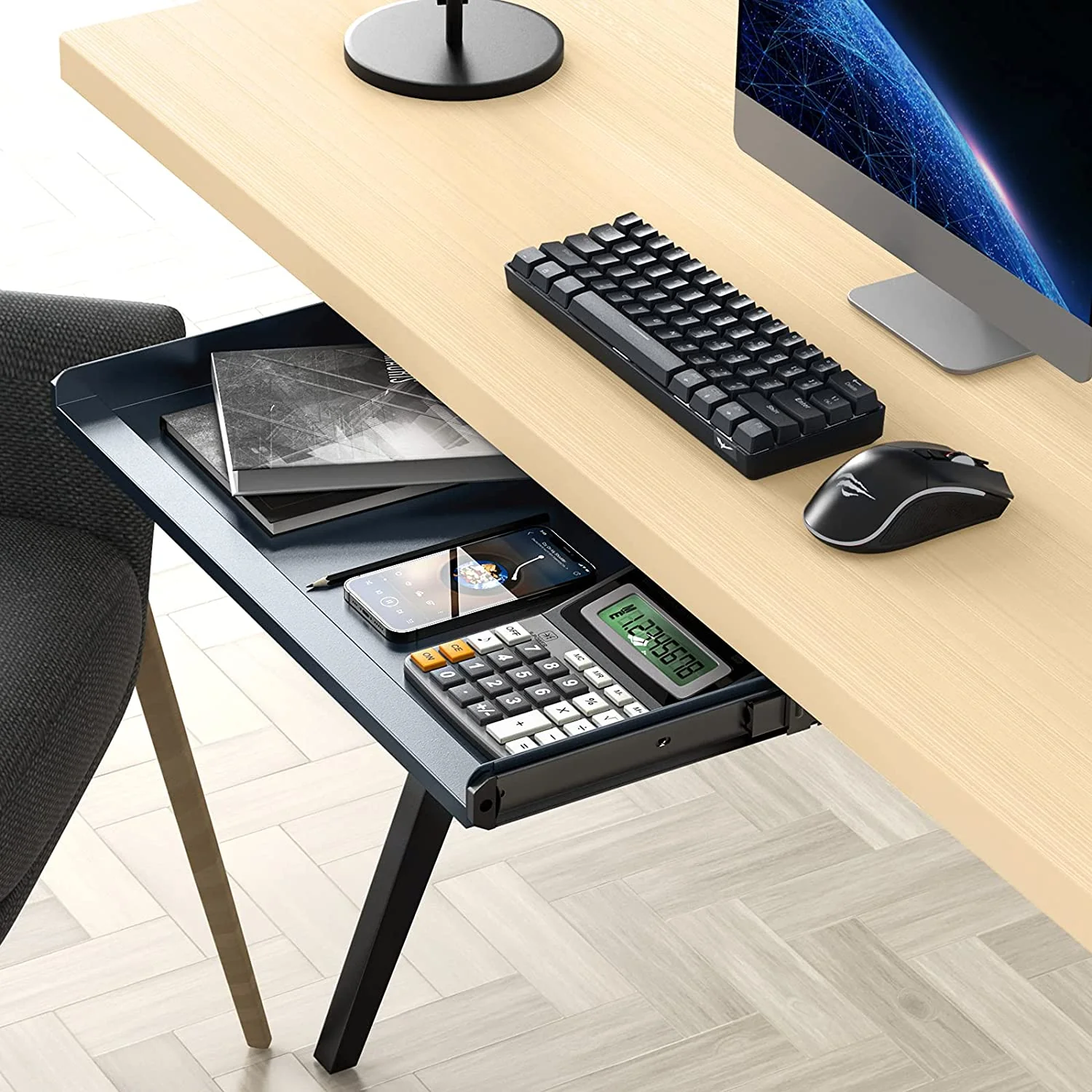 HAVIT HV-KT2201 Keyboard Tray Under Desk Drawer with Three Height Levels & Wrist Rest - Image 3