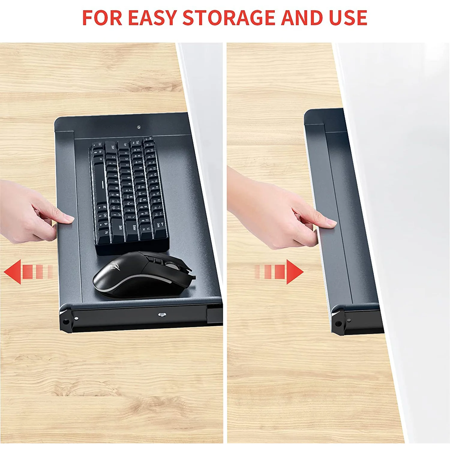 HAVIT HV-KT2201 Keyboard Tray Under Desk Drawer with Three Height Levels & Wrist Rest - Image 5