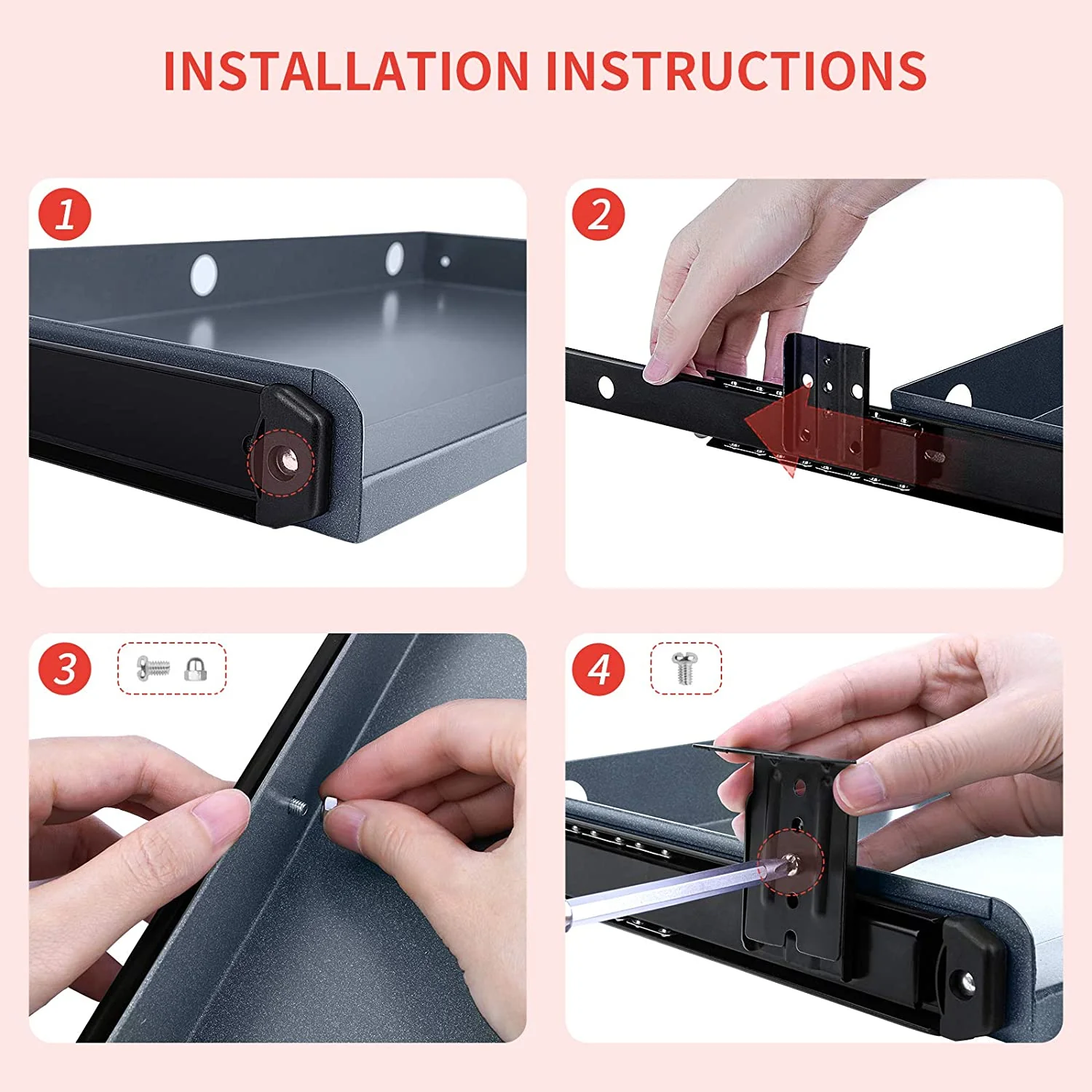 HAVIT HV-KT2201 Keyboard Tray Under Desk Drawer with Three Height Levels & Wrist Rest - Image 7