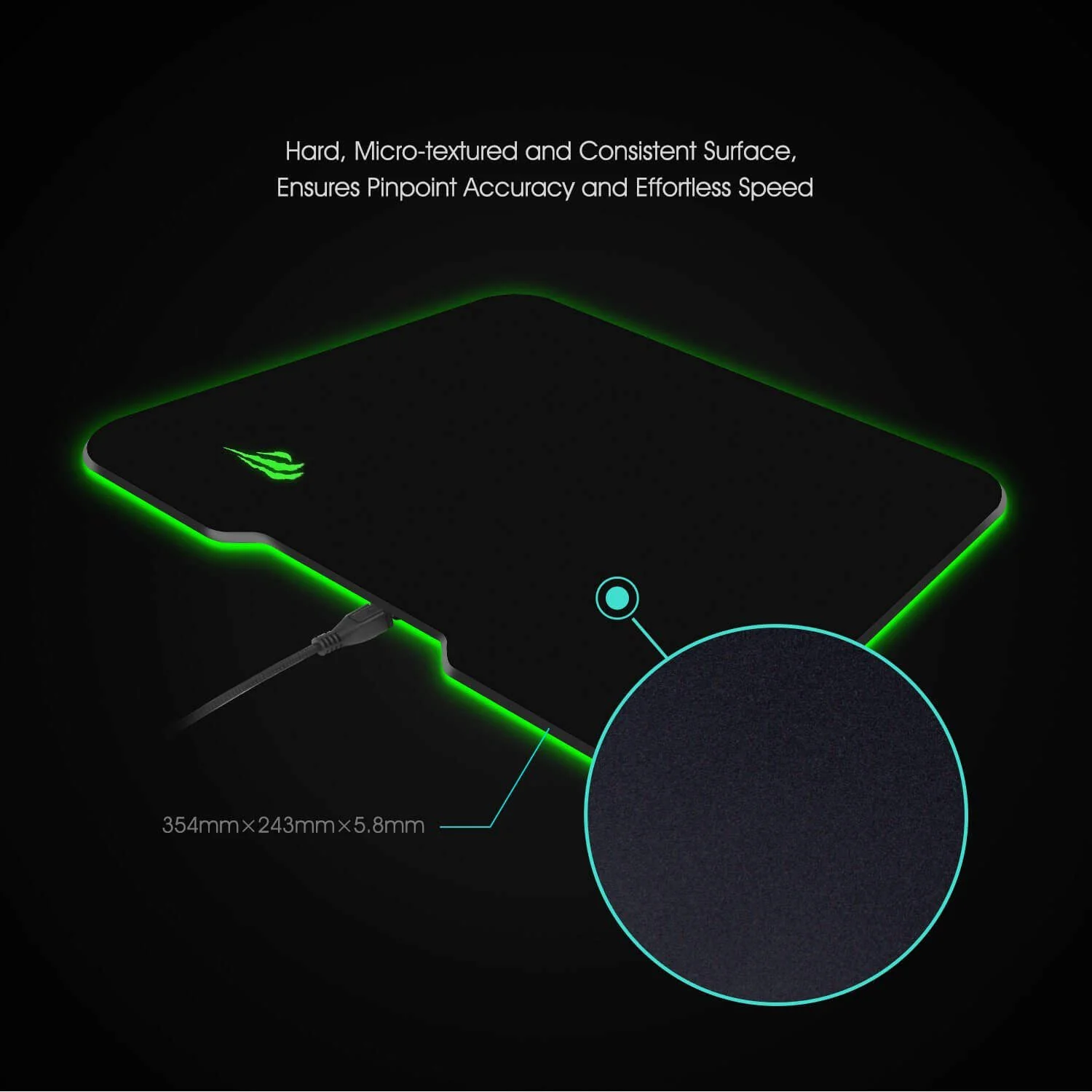 HAVIT HV-MP851 RGB Mouse Pad with 7 Adjustable LED Color Modes - Image 3