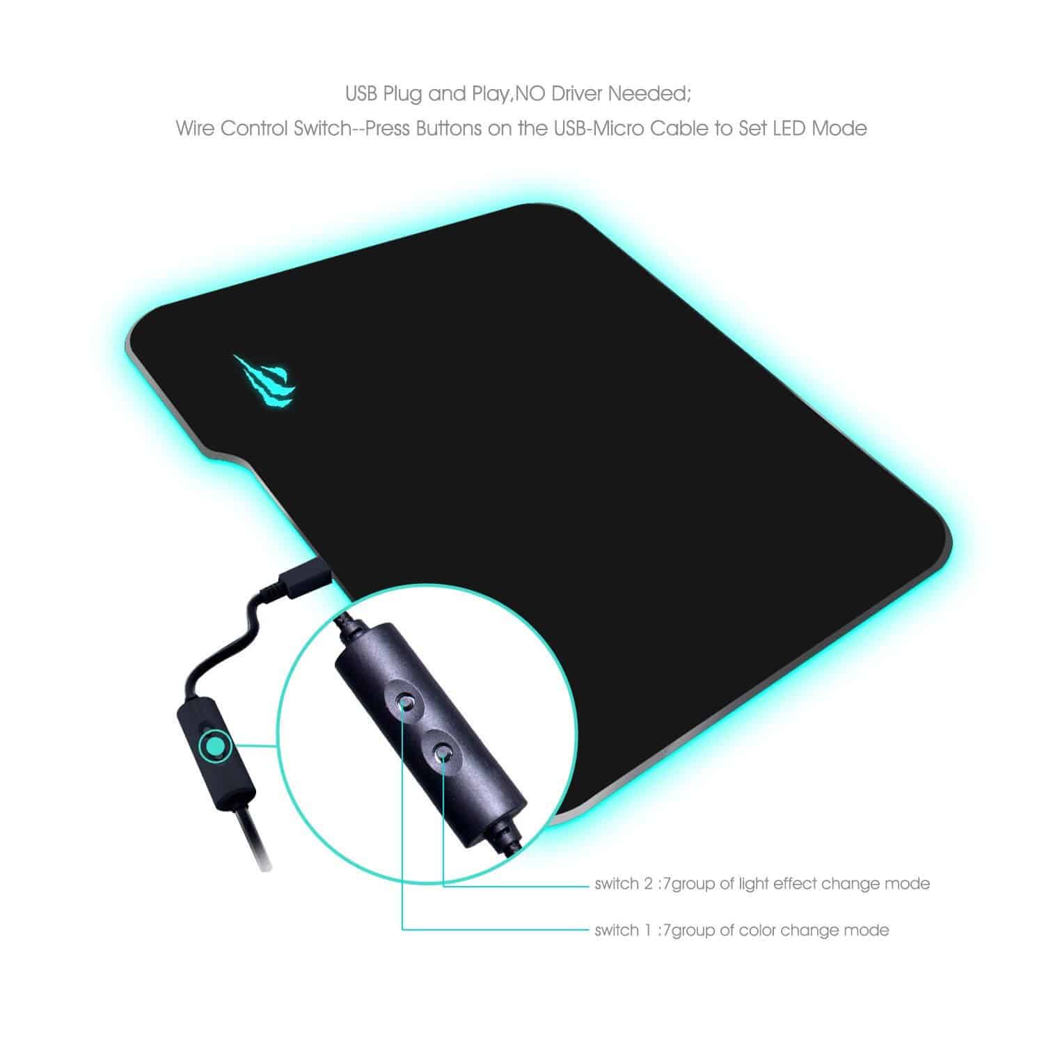 HAVIT HV-MP851 RGB Mouse Pad with 7 Adjustable LED Color Modes - Image 6