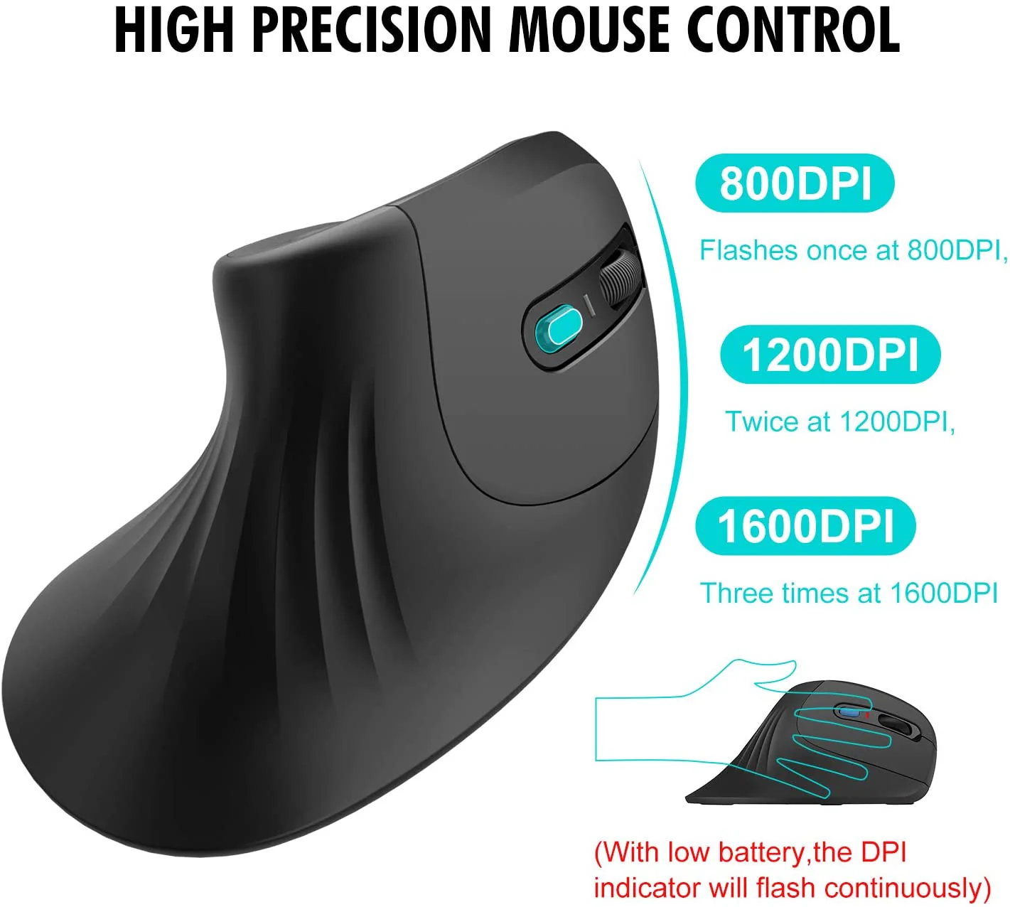 HAVIT HV-MS55GT Wireless Vertical Mouse with Ergonomic Design, Optical - Image 11