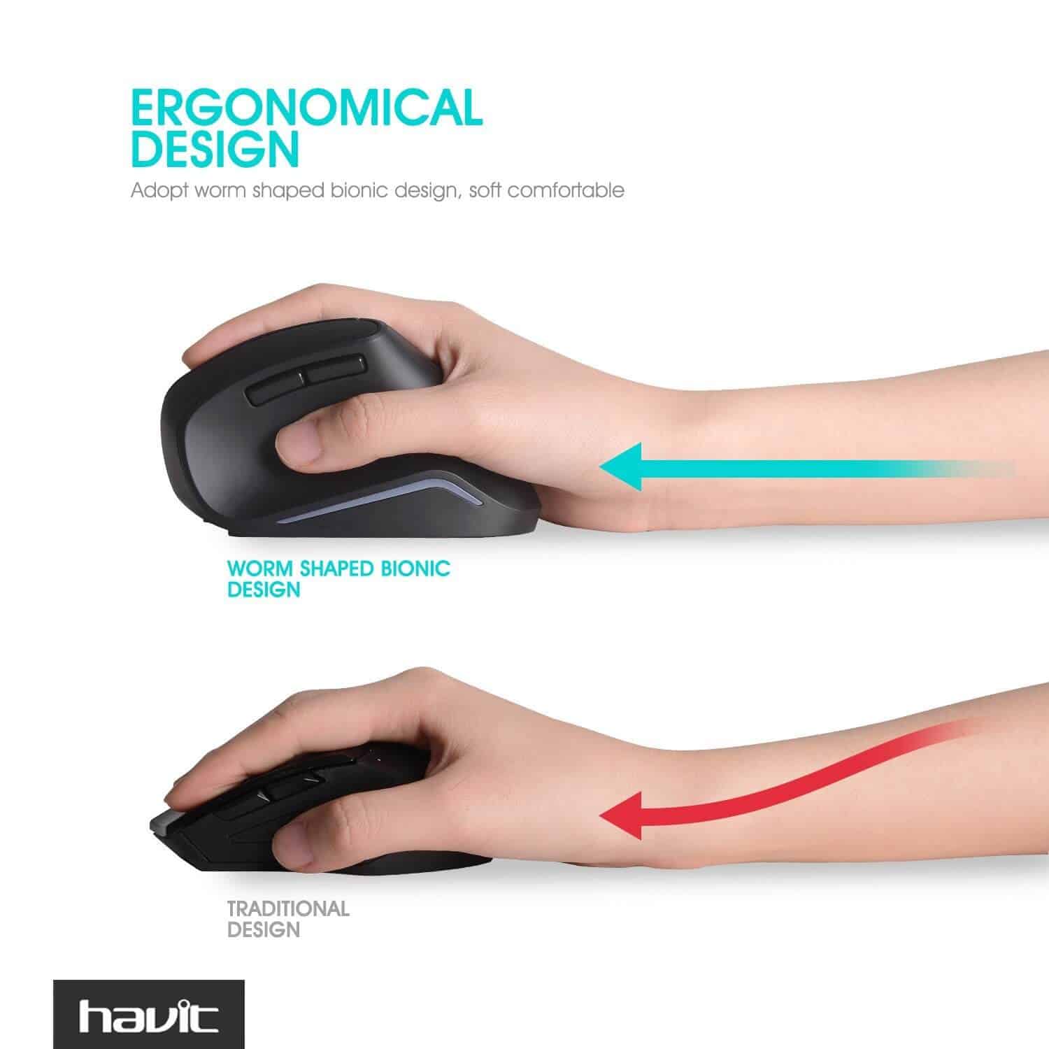 HAVIT HV-MS55GT Wireless Vertical Mouse with Ergonomic Design, Optical - Image 20