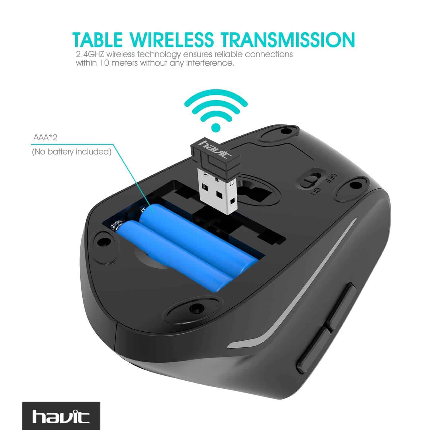HAVIT HV-MS55GT Wireless Vertical Mouse with Ergonomic Design, Optical - Image 23