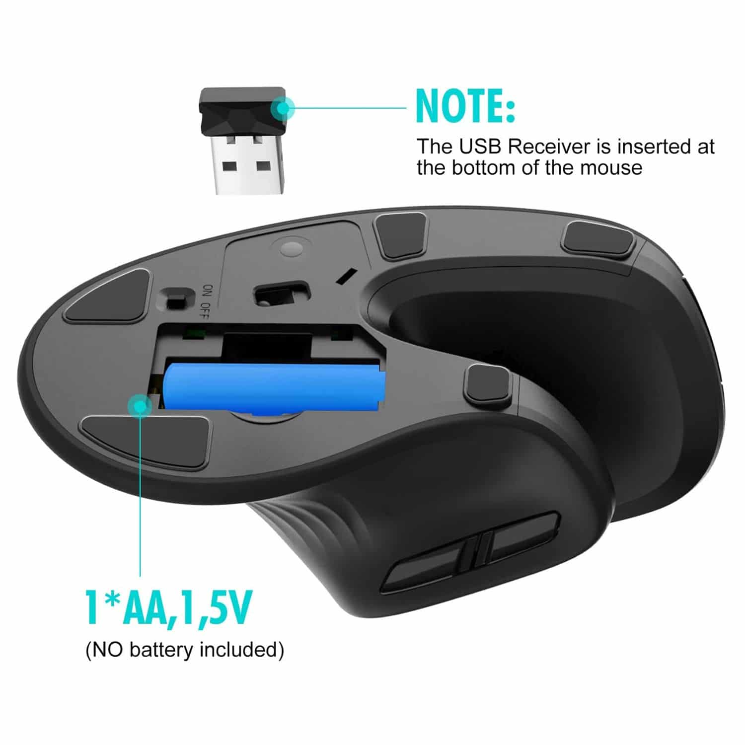 HAVIT HV-MS55GT Wireless Vertical Mouse with Ergonomic Design, Optical - Image 4