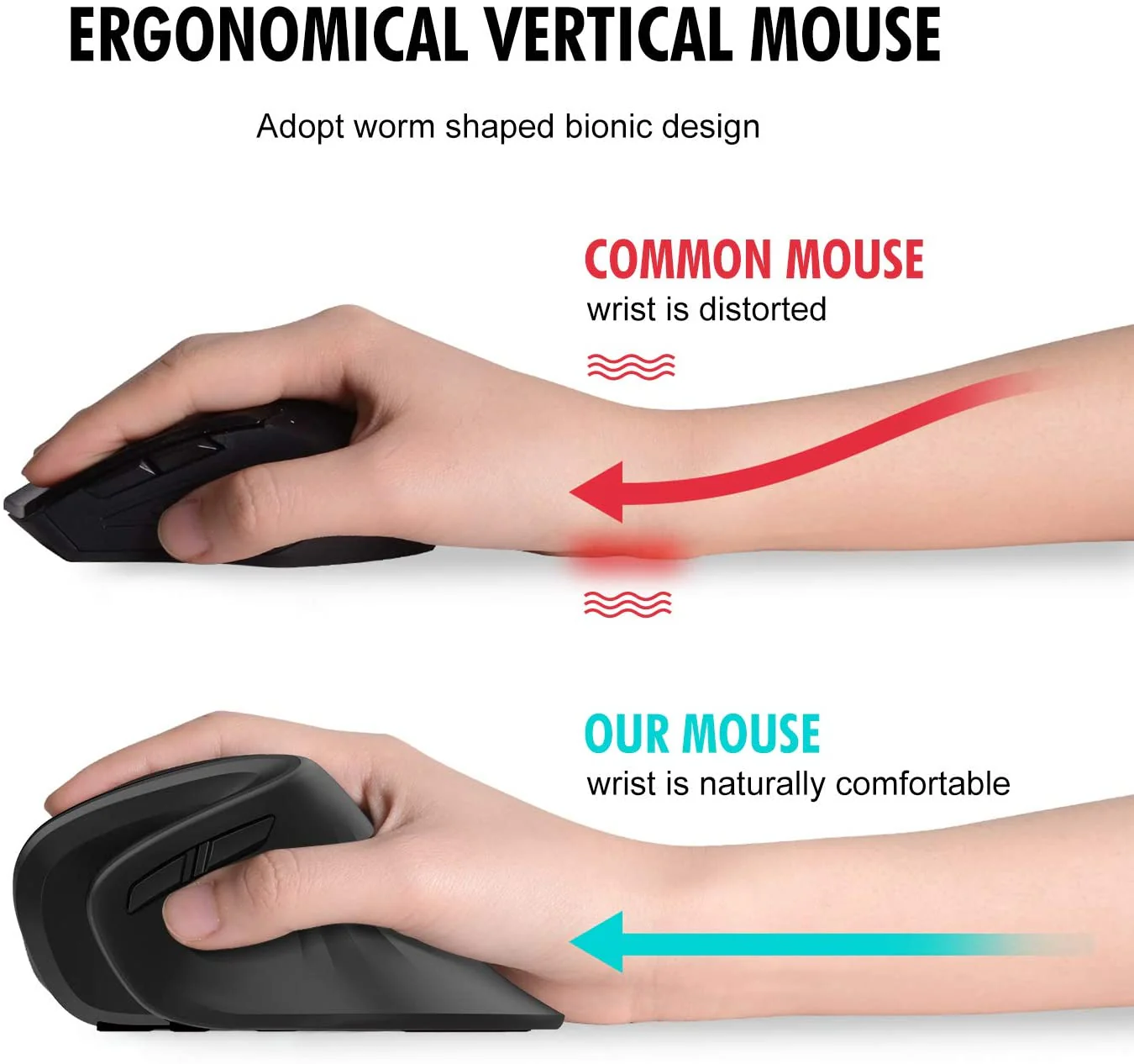 HAVIT HV-MS55GT Wireless Vertical Mouse with Ergonomic Design, Optical - Image 6