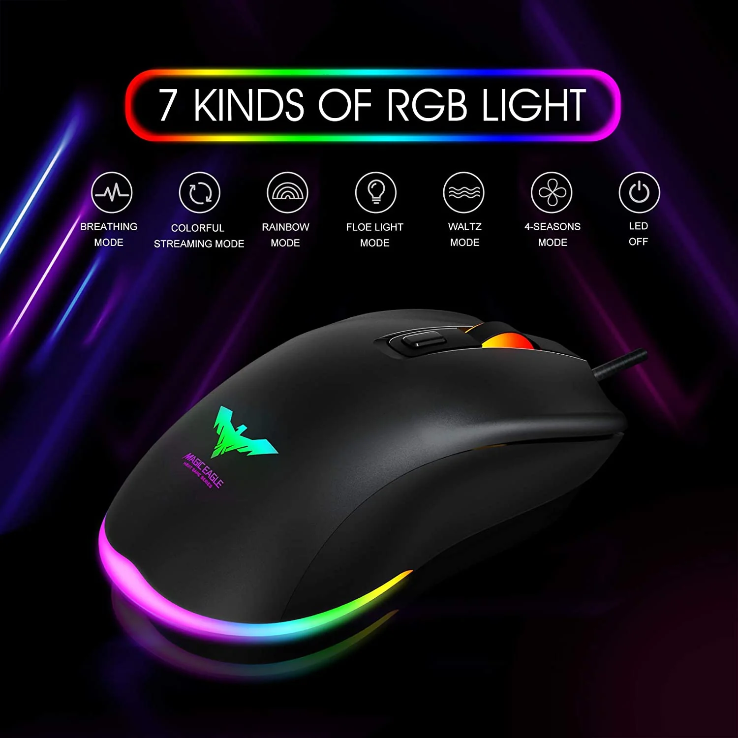 HAVIT MS732 RGB Gaming Mouse with 6400 DPI, Programmable, 7 Color Backlights, 6 Buttons (2020 Version) - Image 2