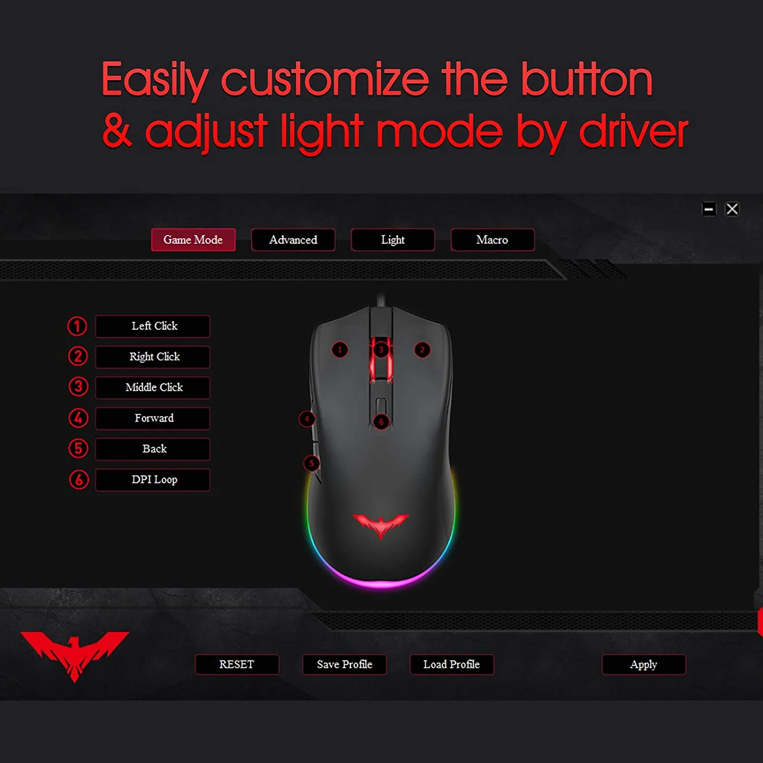 HAVIT MS732 RGB Gaming Mouse with 6400 DPI, Programmable, 7 Color Backlights, 6 Buttons (2020 Version) - Image 5
