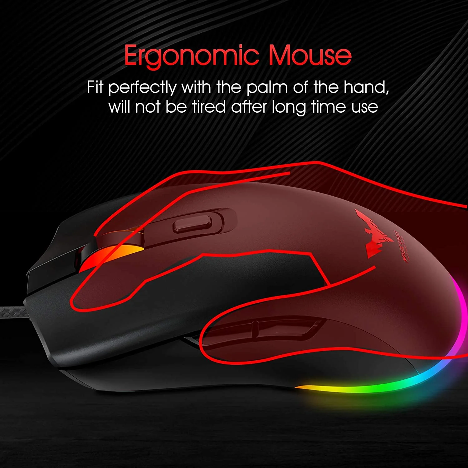HAVIT MS732 RGB Gaming Mouse with 6400 DPI, Programmable, 7 Color Backlights, 6 Buttons (2020 Version) - Image 6