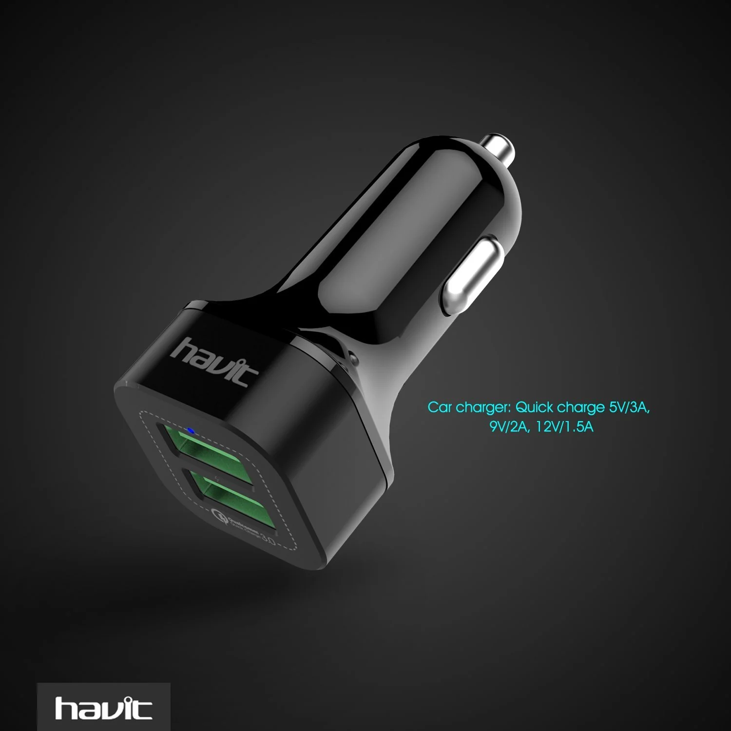 HAVIT HV-ST001 QC 3.0 Car Charger & 3A Braided Micro USB Cable, 36W, Dual USB Ports - Image 3