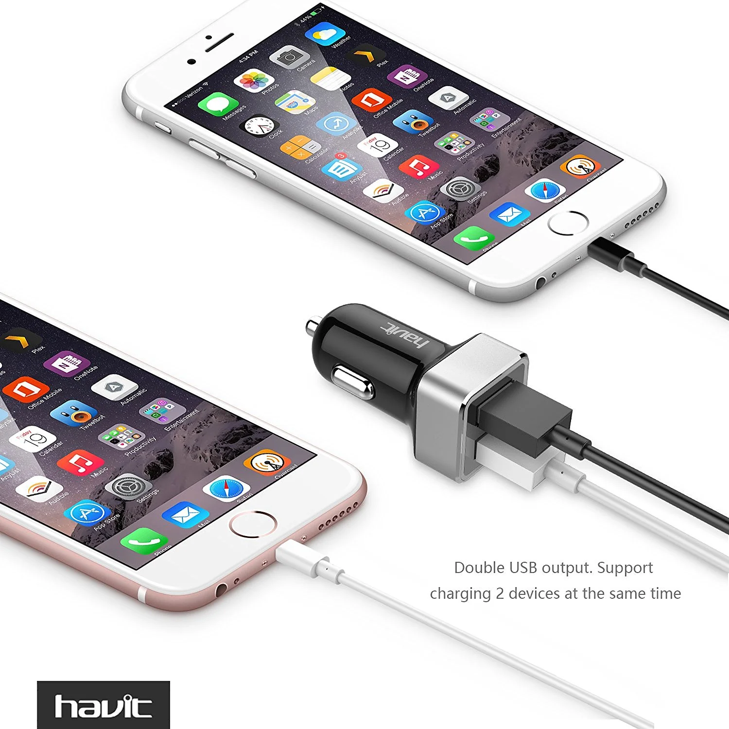 HAVIT HV-UC264 2.4A Dual Port USB Car Charger - Image 2