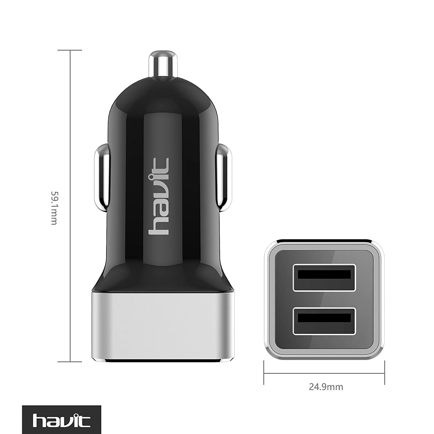 HAVIT HV-UC264 2.4A Dual Port USB Car Charger - Image 8