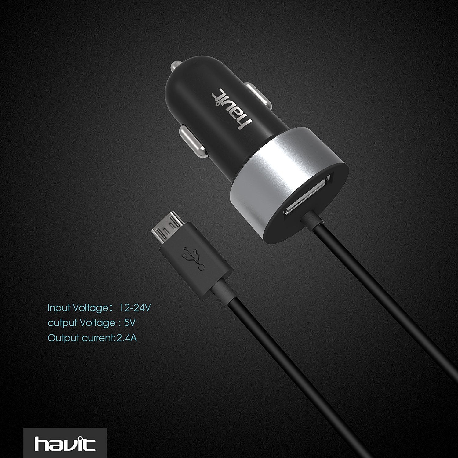 HAVIT HV-UC271 Car Charger Adapter with Coiled Micro USB Universal Cable - Image 5