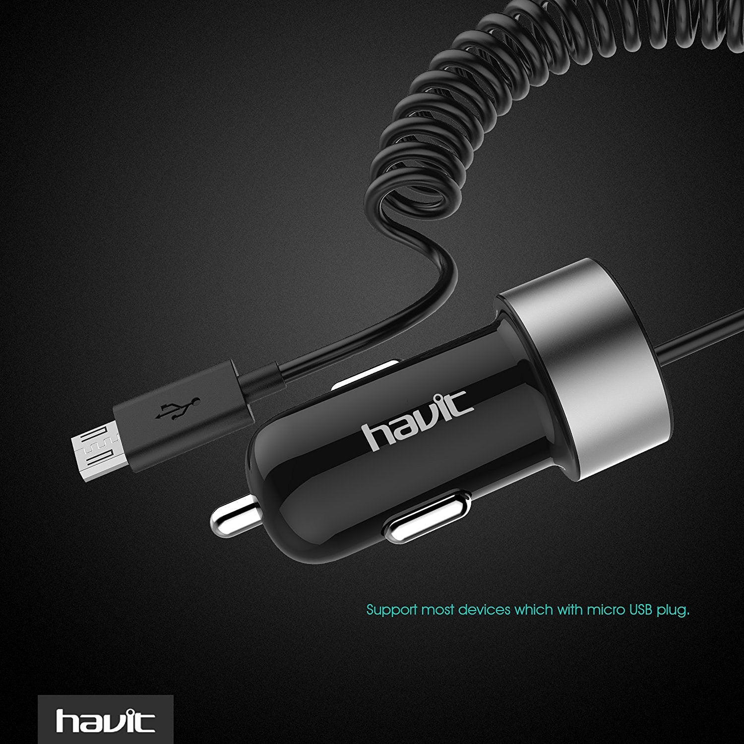 HAVIT HV-UC271 Car Charger Adapter with Coiled Micro USB Universal Cable - Image 9