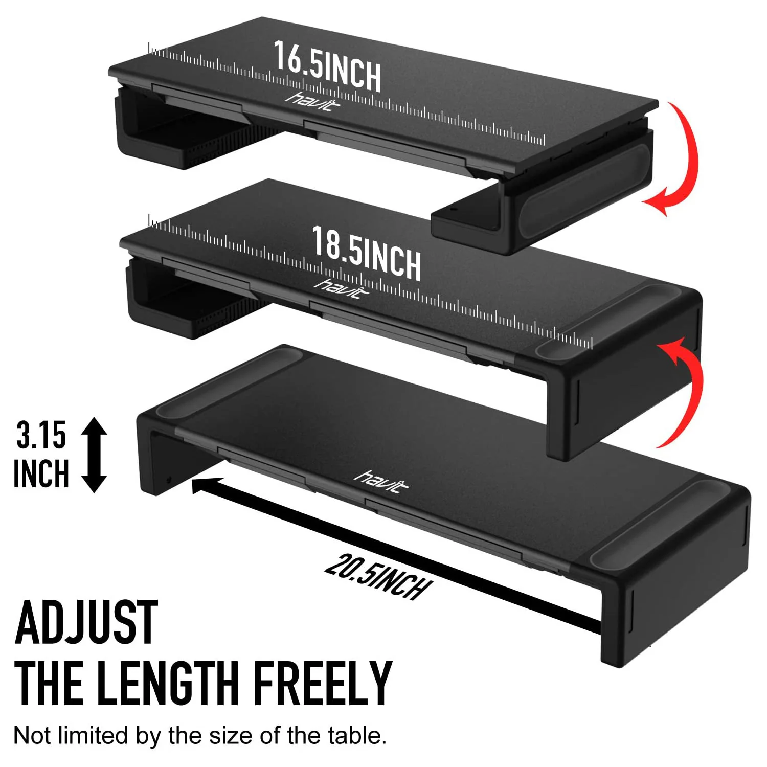 HAVIT HY-AP2002 Computer Monitor Stand with Drawer, Three Adjustable Widths - Image 2