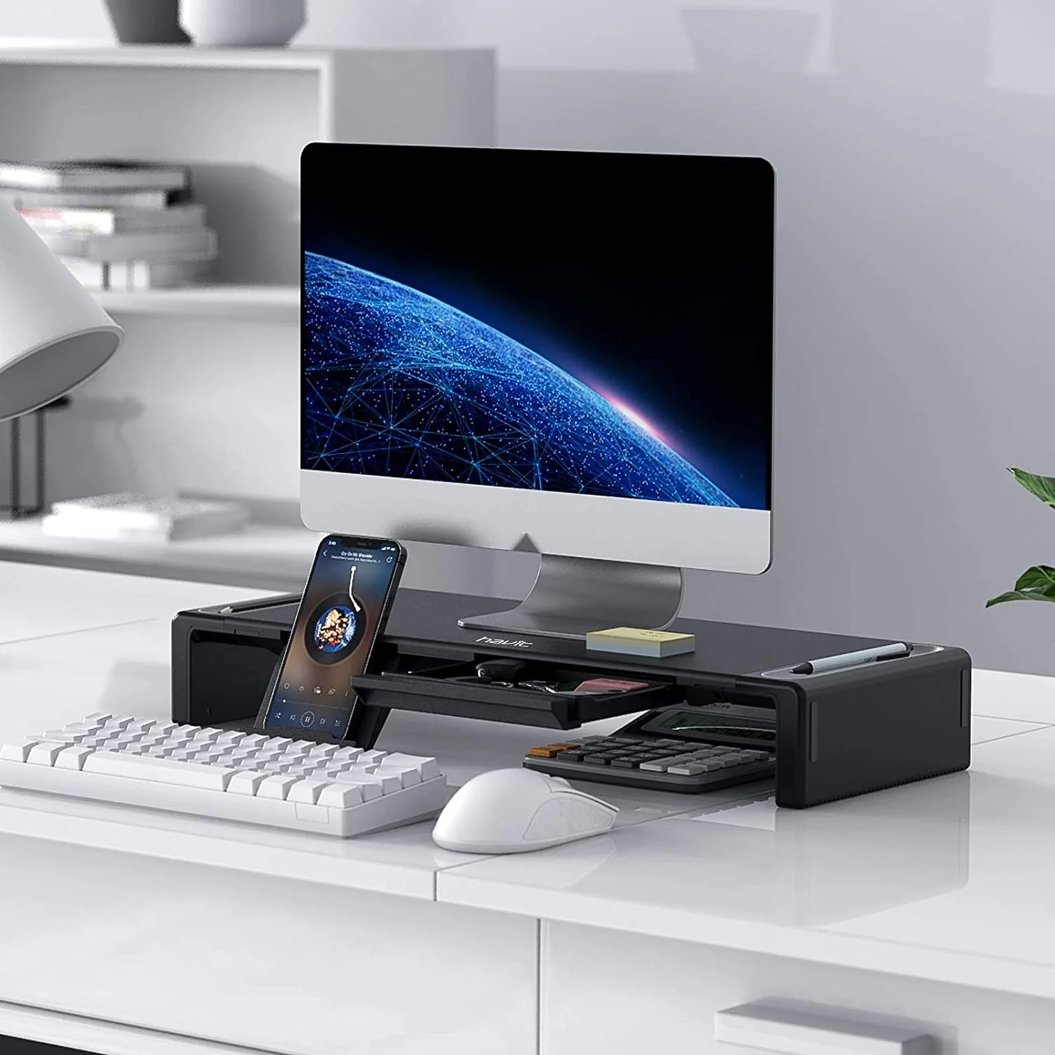 HAVIT HY-AP2002 Computer Monitor Stand with Drawer, Three Adjustable Widths - Image 7