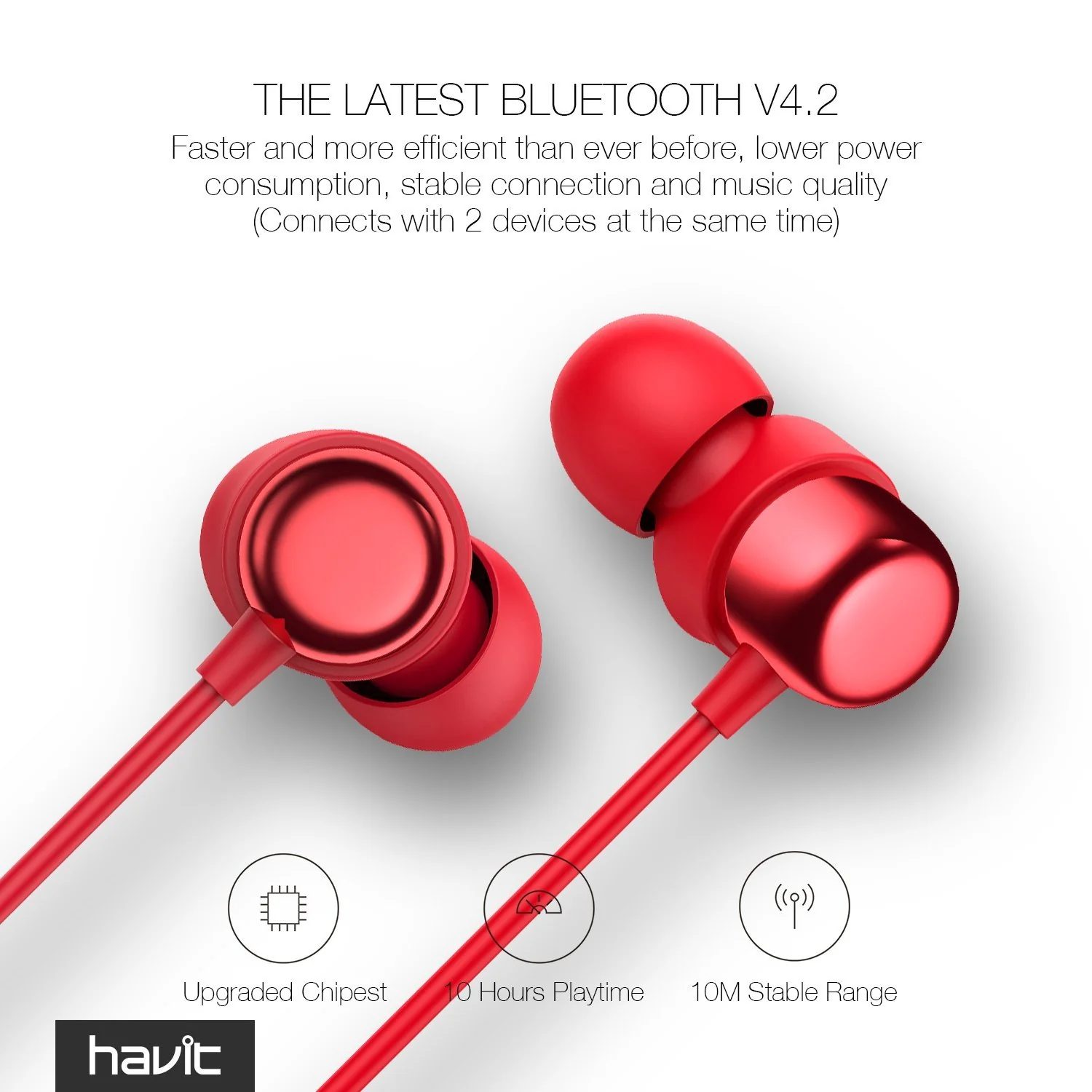 HAVIT I39 Bluetooth Earbuds for Running with IPX5 & Bluetooth 4.2 (2021 Version) - Image 4