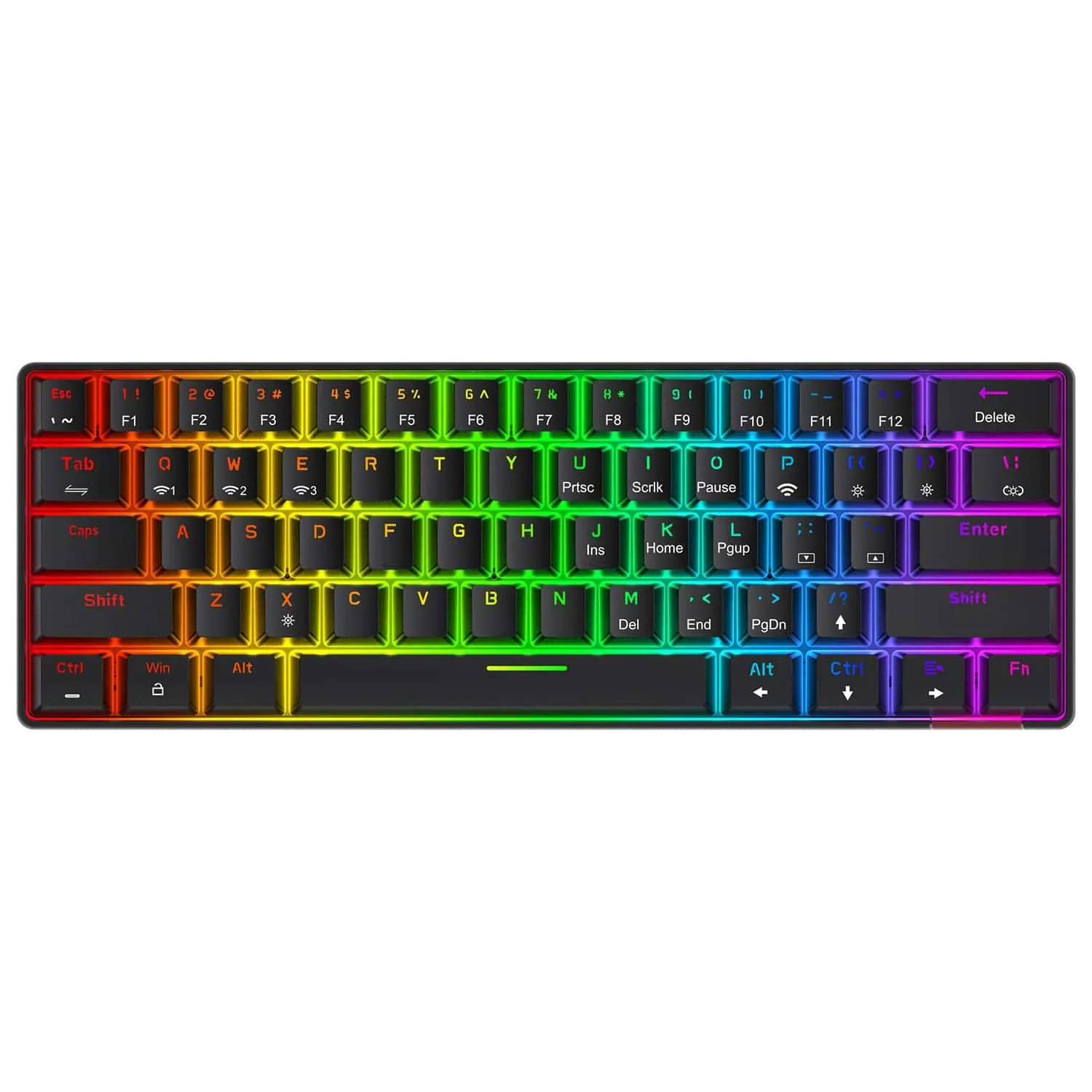 HAVIT KB255GCM Wireless 60% Mechanical Keyboard with 61 keys, Rainbow Backlit, Bluetooth 5.0 / Wired Modes