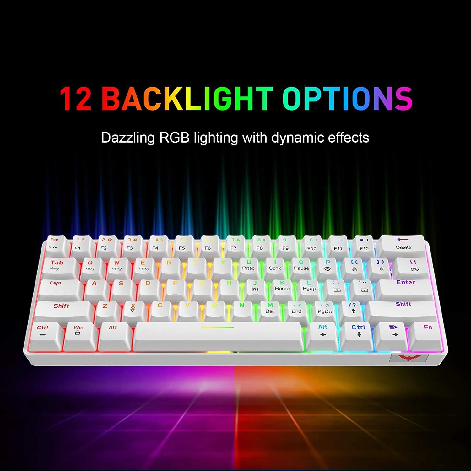 HAVIT KB255GCM Wireless 60% Mechanical Keyboard with 61 keys, Rainbow Backlit, Bluetooth 5.0 / Wired Modes - Image 14