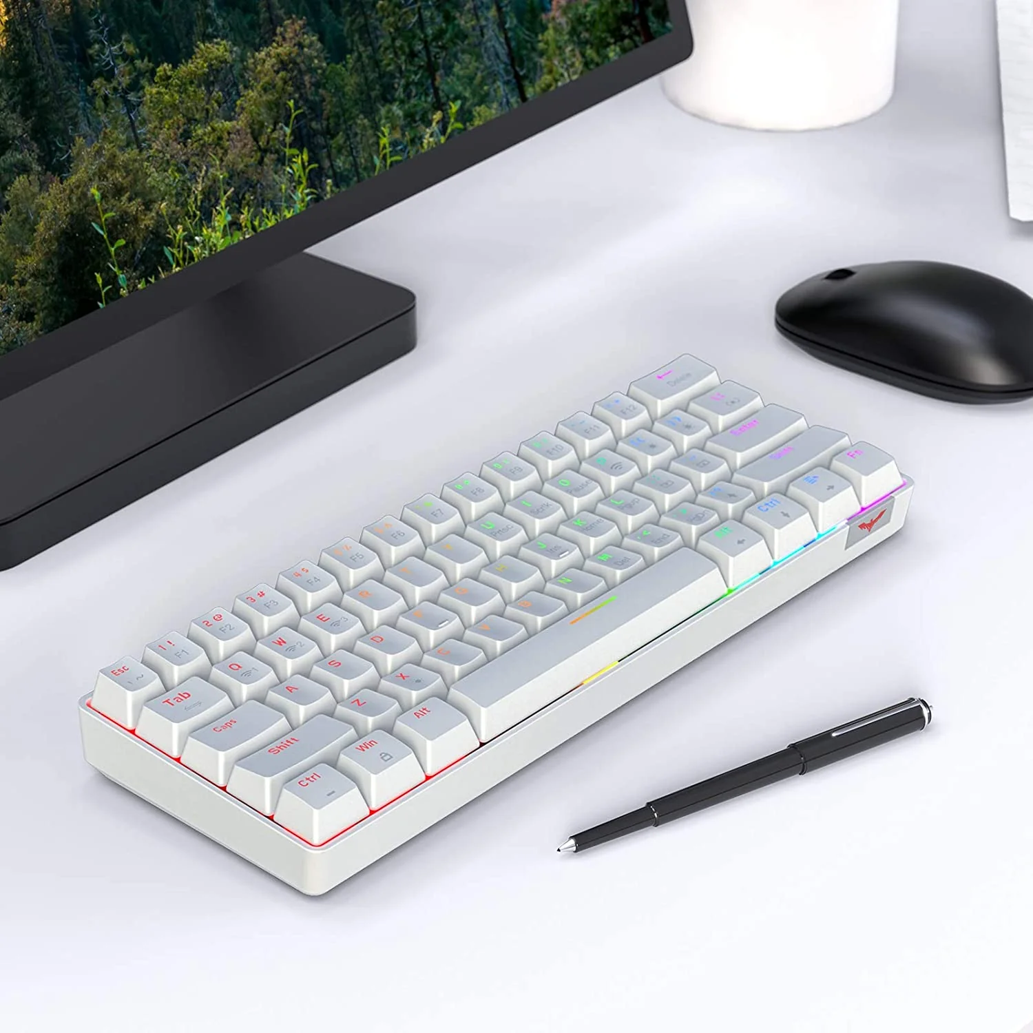 HAVIT KB255GCM Wireless 60% Mechanical Keyboard with 61 keys, Rainbow Backlit, Bluetooth 5.0 / Wired Modes - Image 15
