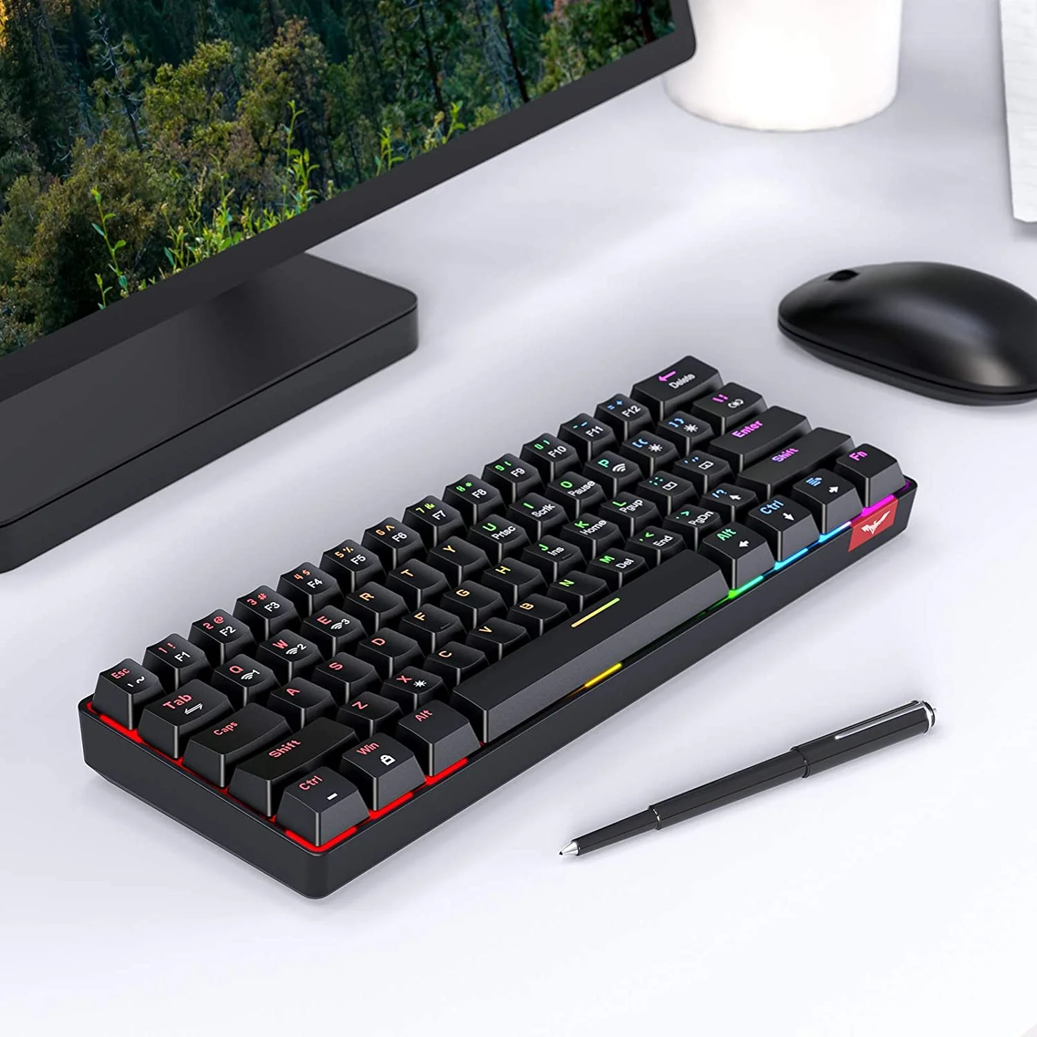 HAVIT KB255GCM Wireless 60% Mechanical Keyboard with 61 keys, Rainbow Backlit, Bluetooth 5.0 / Wired Modes - Image 8