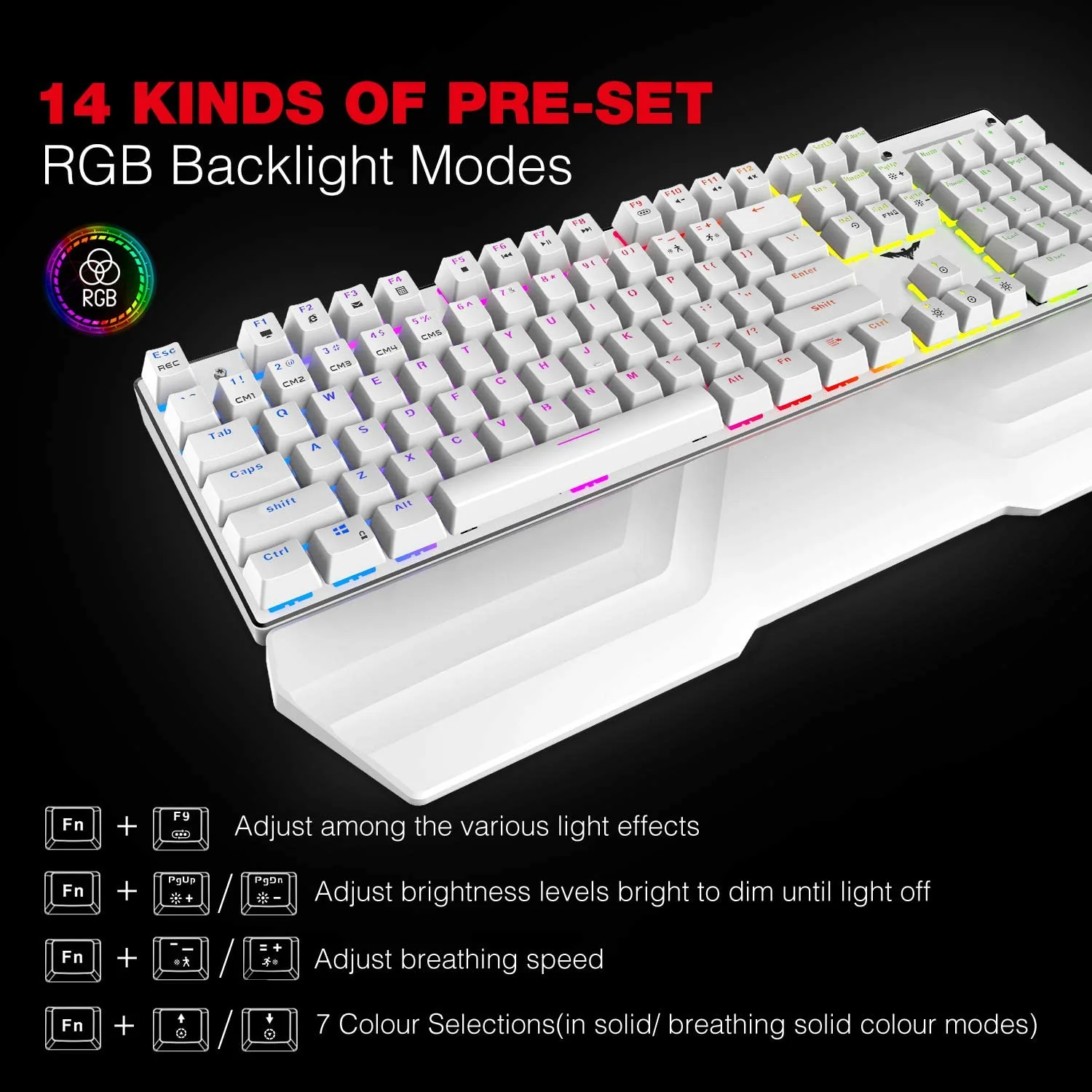 HAVIT KB389L Mechanical Keyboard and Mouse Combo 104 Keys with Detachable Wrist Rest - Image 12