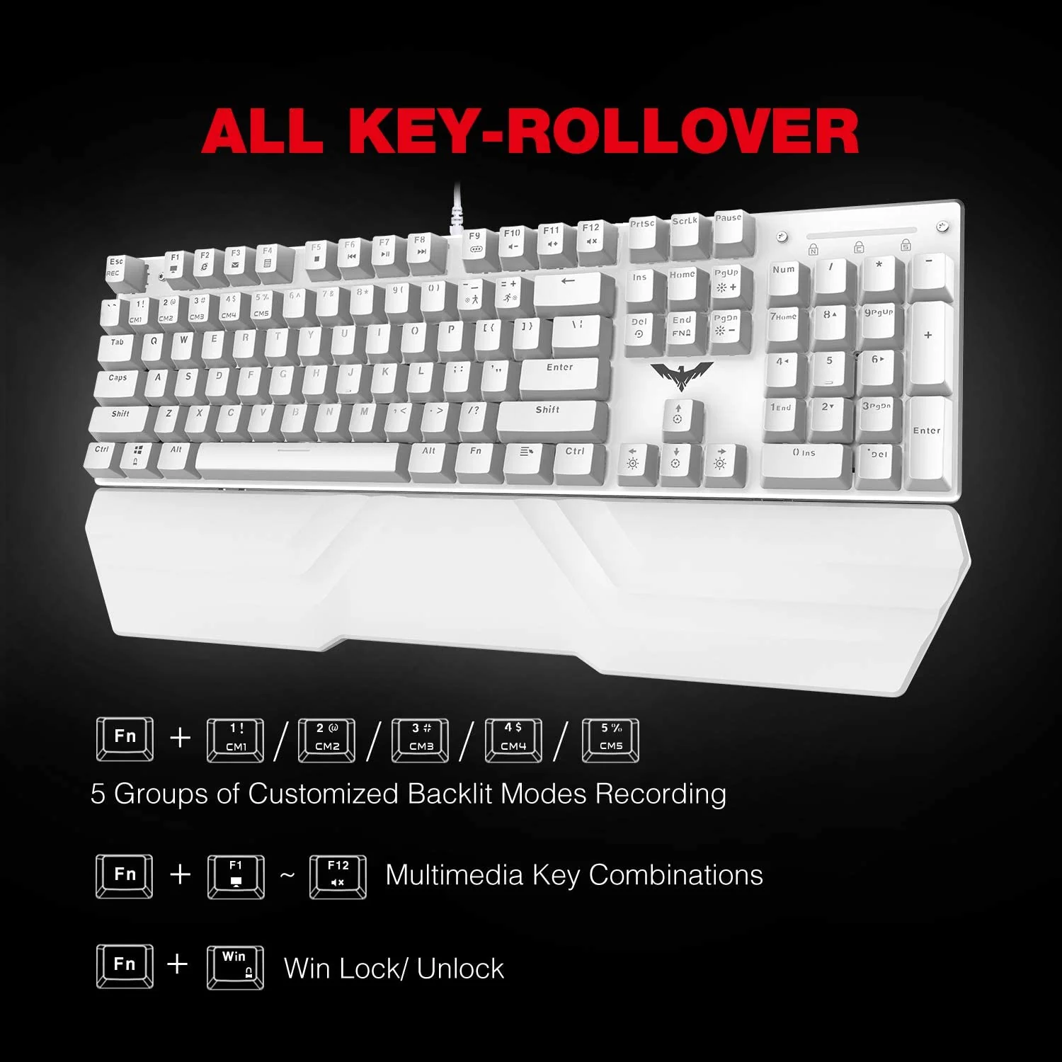 HAVIT KB389L Mechanical Keyboard and Mouse Combo 104 Keys with Detachable Wrist Rest - Image 13