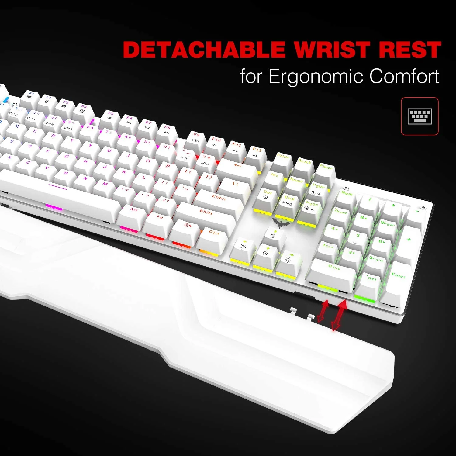 HAVIT KB389L Mechanical Keyboard and Mouse Combo 104 Keys with Detachable Wrist Rest - Image 14