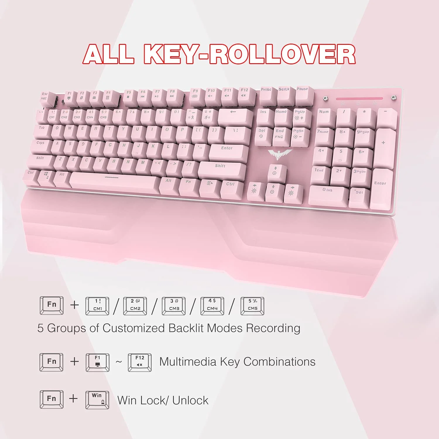 HAVIT KB389L Mechanical Keyboard and Mouse Combo 104 Keys with Detachable Wrist Rest - Image 21