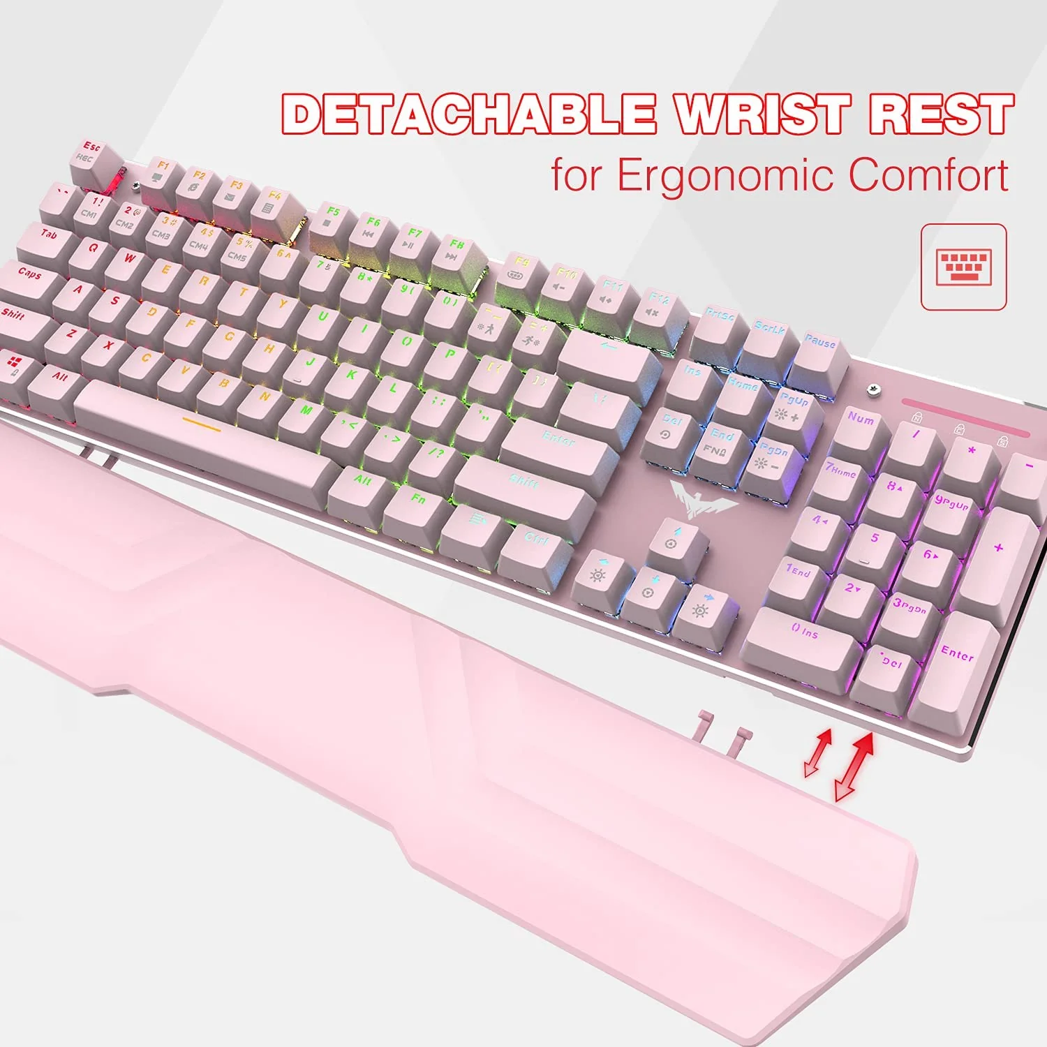 HAVIT KB389L Mechanical Keyboard and Mouse Combo 104 Keys with Detachable Wrist Rest - Image 22