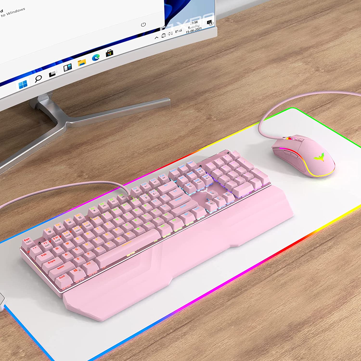 HAVIT KB389L Mechanical Keyboard and Mouse Combo 104 Keys with Detachable Wrist Rest - Image 25